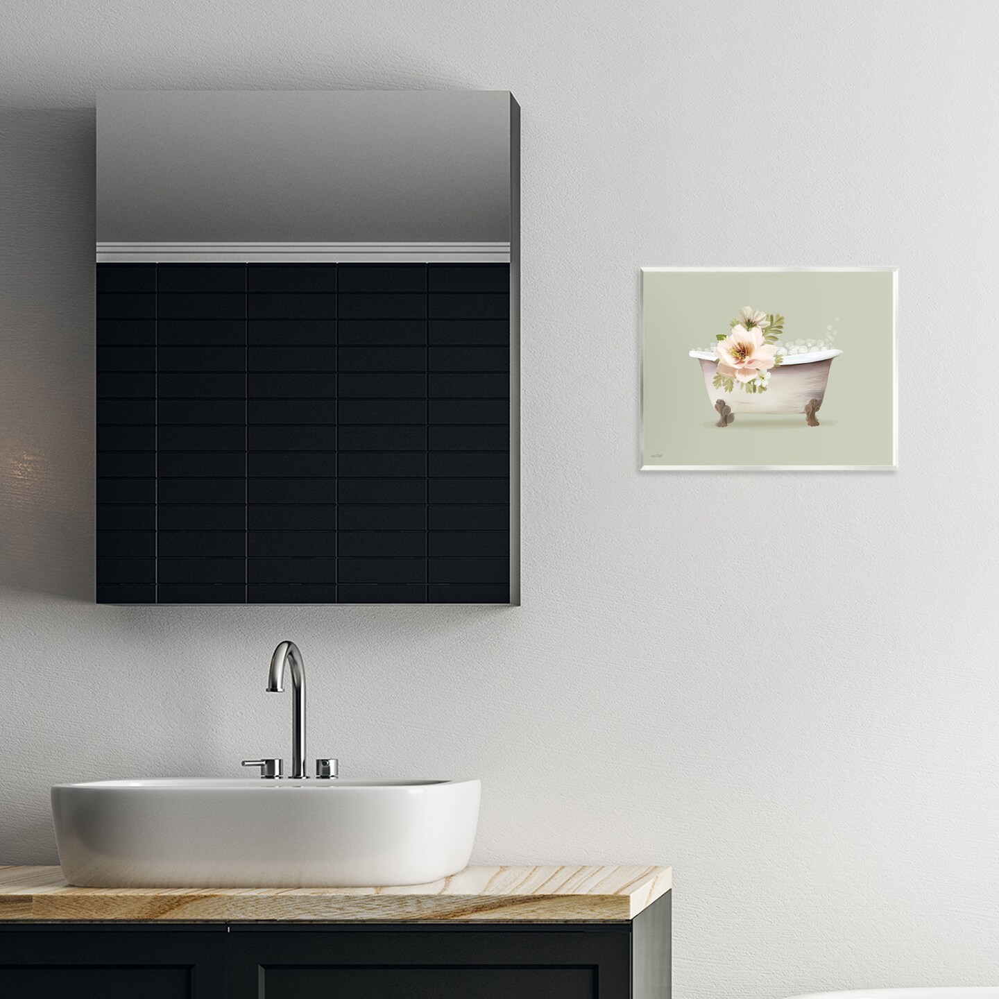 Stupell Industries Soft Blooms Bubble Bath Wall Plaque Art Design by House Fenway