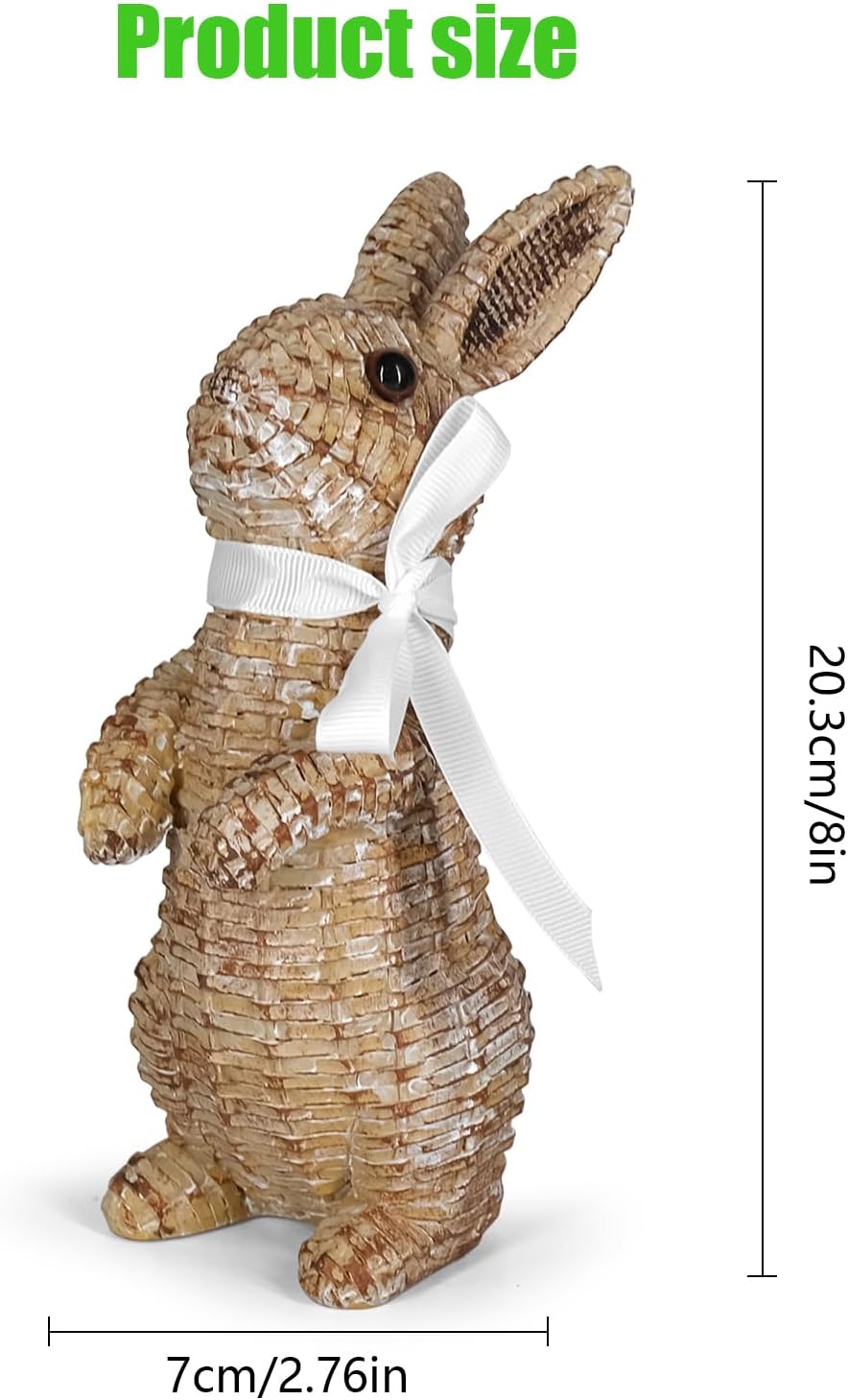 Rattan-Effect Resin Bunny &#x2013; Easter &#x26; Spring Decor