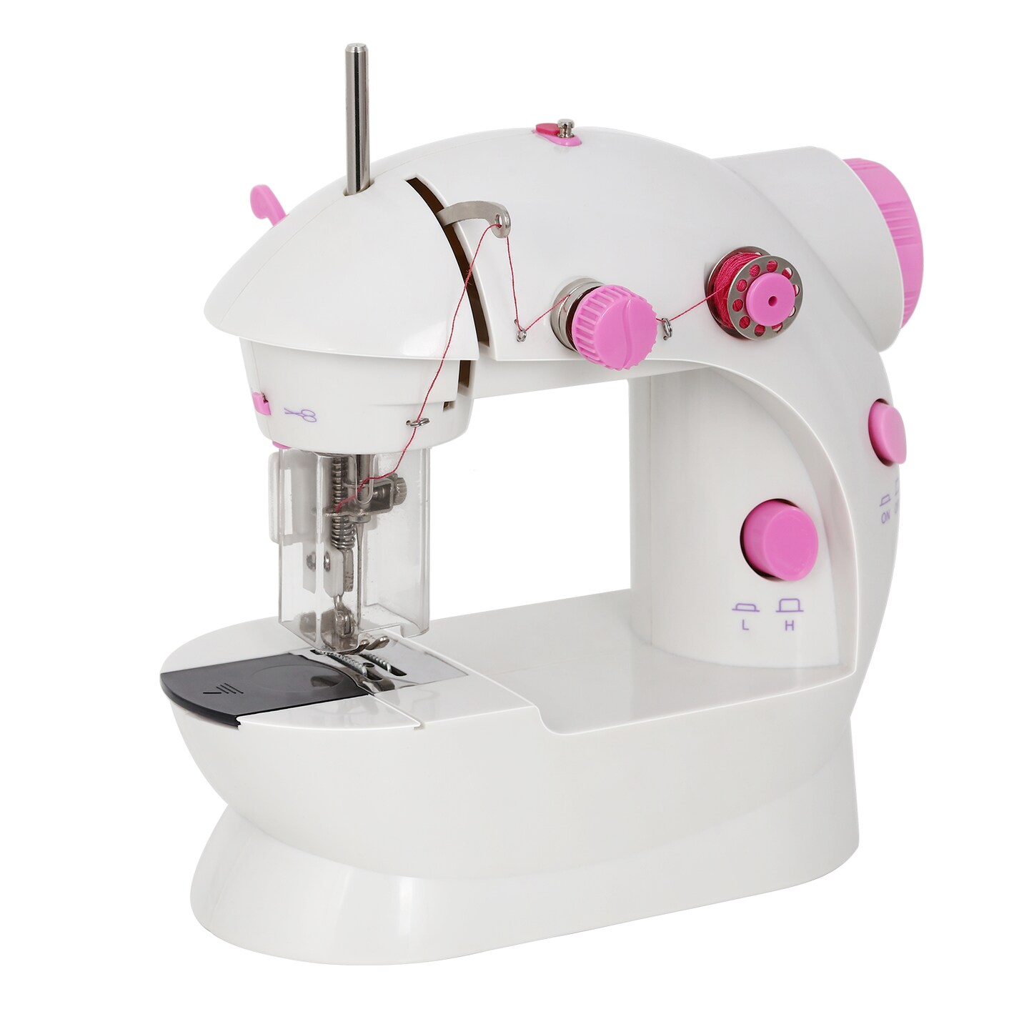 Portable Sewing Machine Adjustable 2-Speed Handheld Electric Crafting Mending Pink