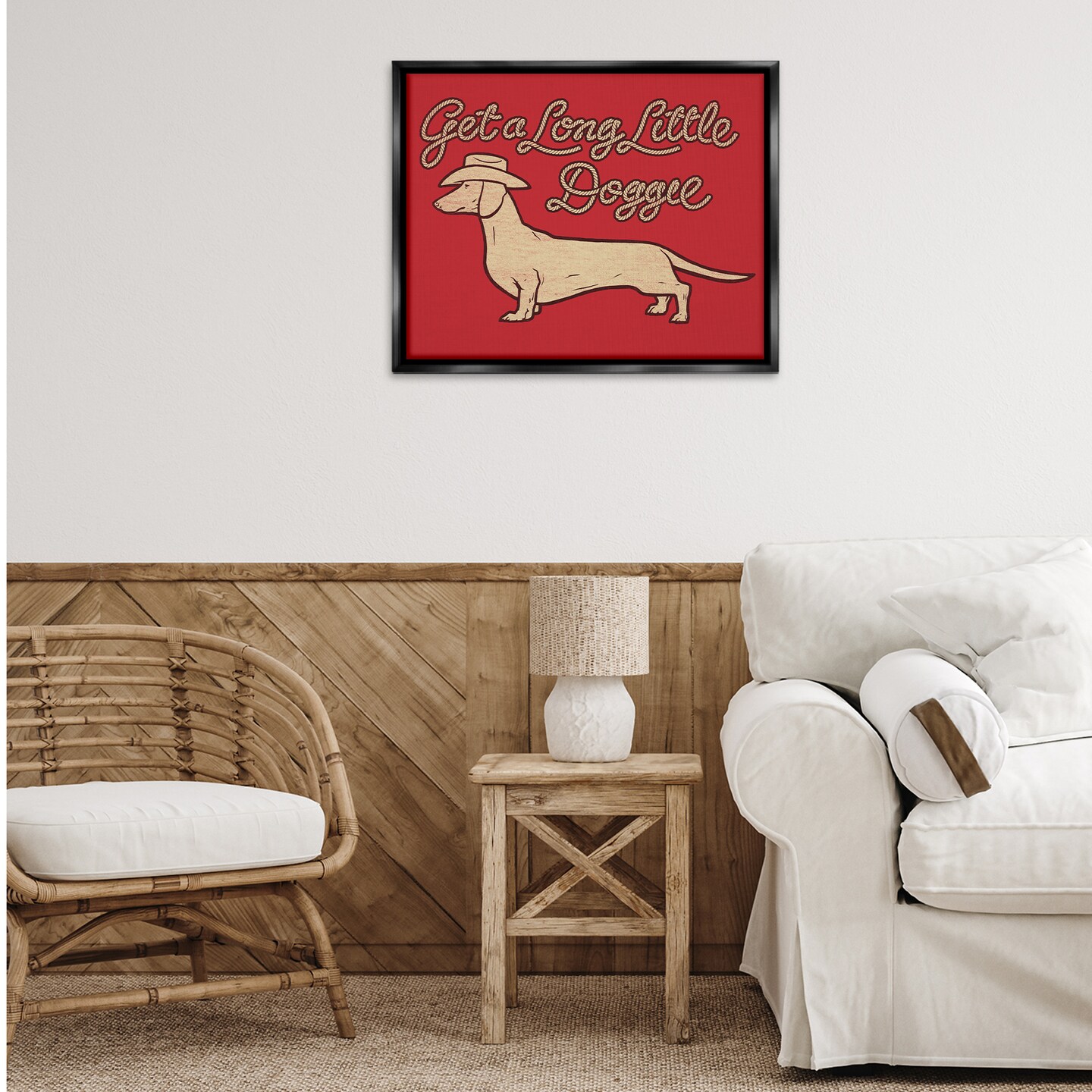 Stupell Industries Long Little Doggie Floater Framed Canvas Wall Art Design by Jedco Brands, Inc.