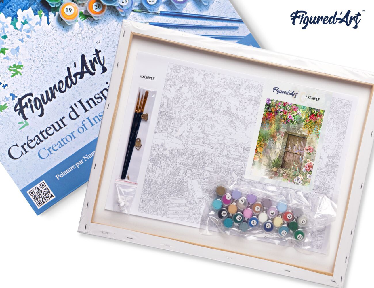 Figured&#x27;Art Paint by Numbers for Adults with Frame Cave entrance 16&#x22;x20&#x22; - Craft Art Painting DIY Kit Canvas Already Stretched on a Wooden Frame