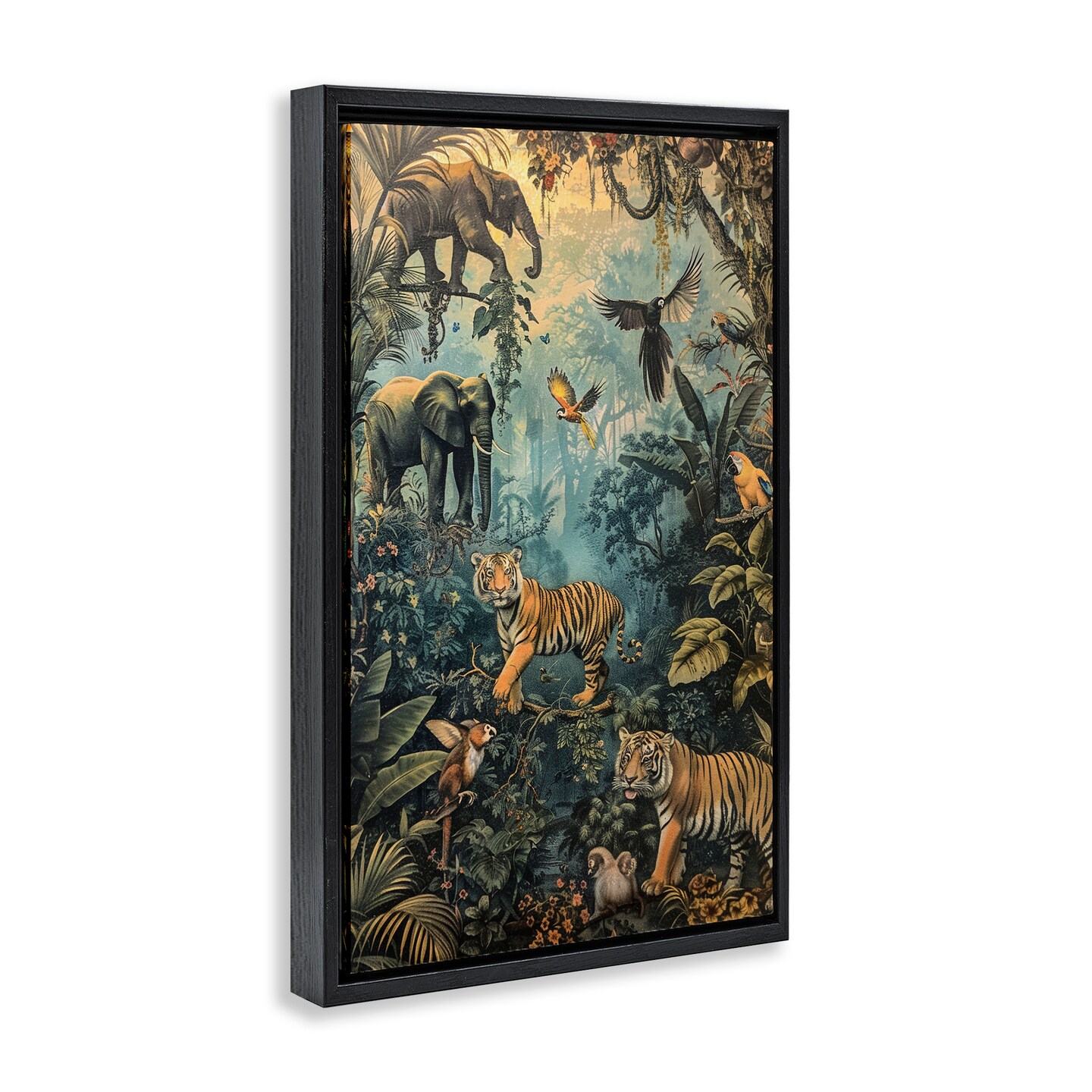 Stupell Industries Vintage Rainforest Jungle Floater Framed Canvas Wall Art Design by Franklyn Gregory