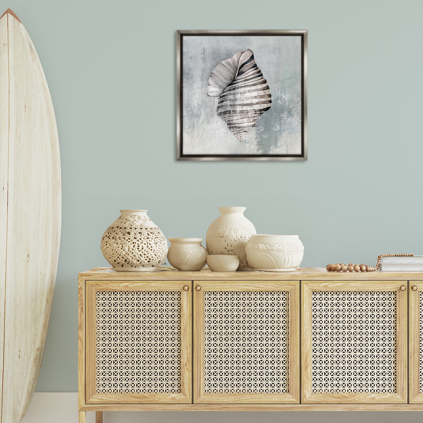 Stupell Industries Organic Twisted Seashell Floater Framed Canvas Wall Art Design by Eli Jones