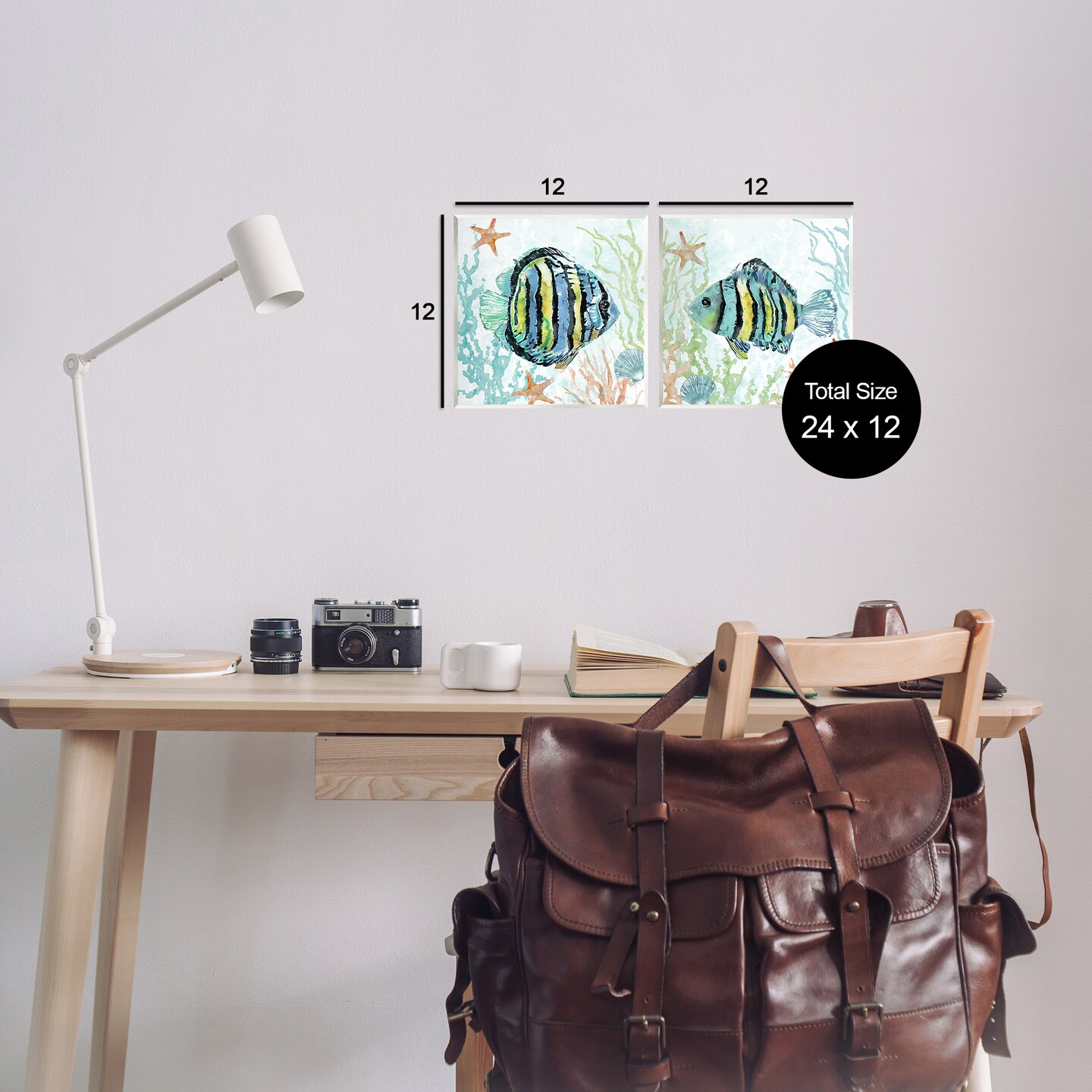 Stupell Industries Aquatic Striped Fish 2pc Wall Plaque Art Set Design by Carol Robinson