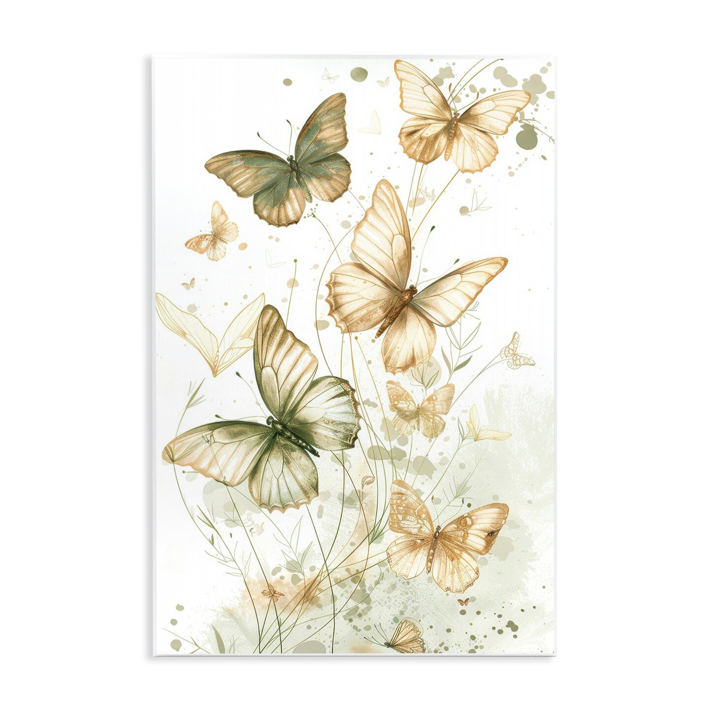 Stupell Industries Neutral Watercolor Butterflies Wall Plaque Art Design by LSR Design Studio
