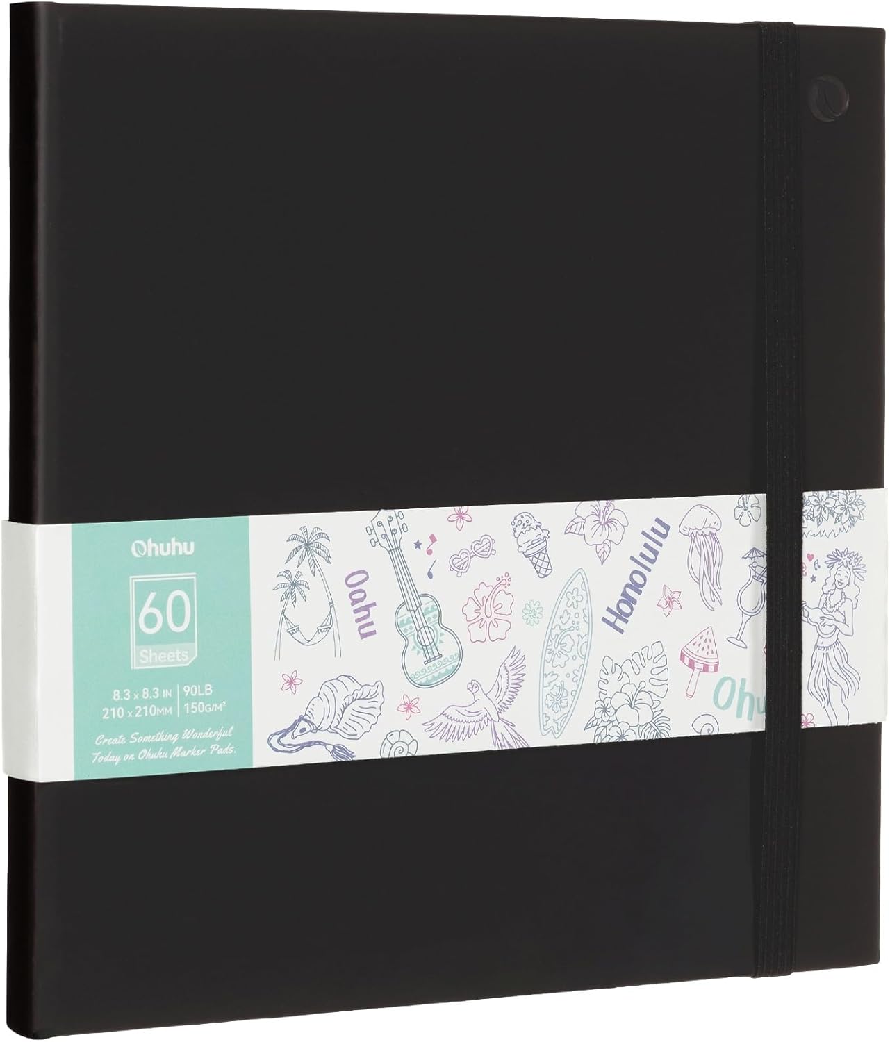 Ohuhu Double Sided Marker Pads Art Sketchbook Bleedproof - 8.3x8.3 Square Art Sketch Book Drawing Papers 60 Sheets/120 Pages 90LB/150GSM Hardcover Sketching Books for Alcohol Marker Painting Coloring