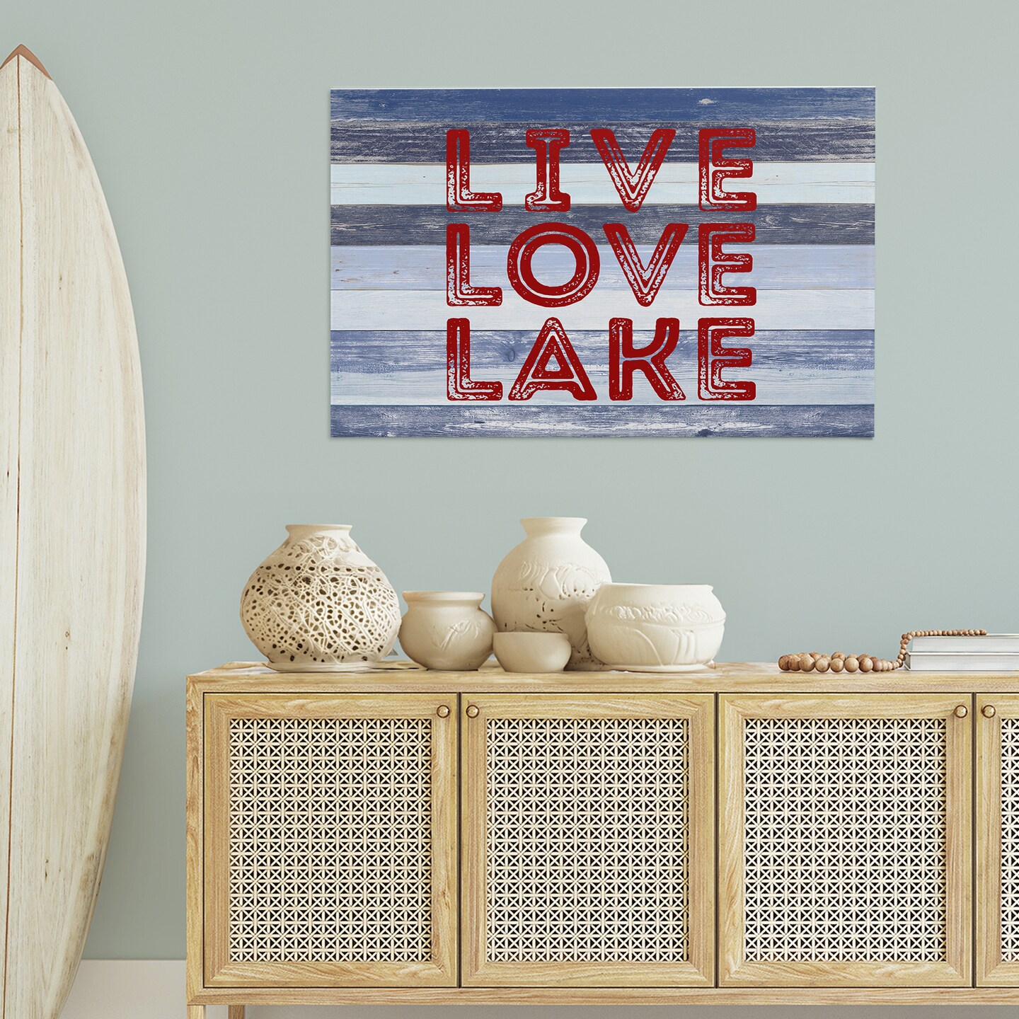 Stupell Industries Live Love Lake Striped Canvas Wall Art Design by Sd Graphics Studio