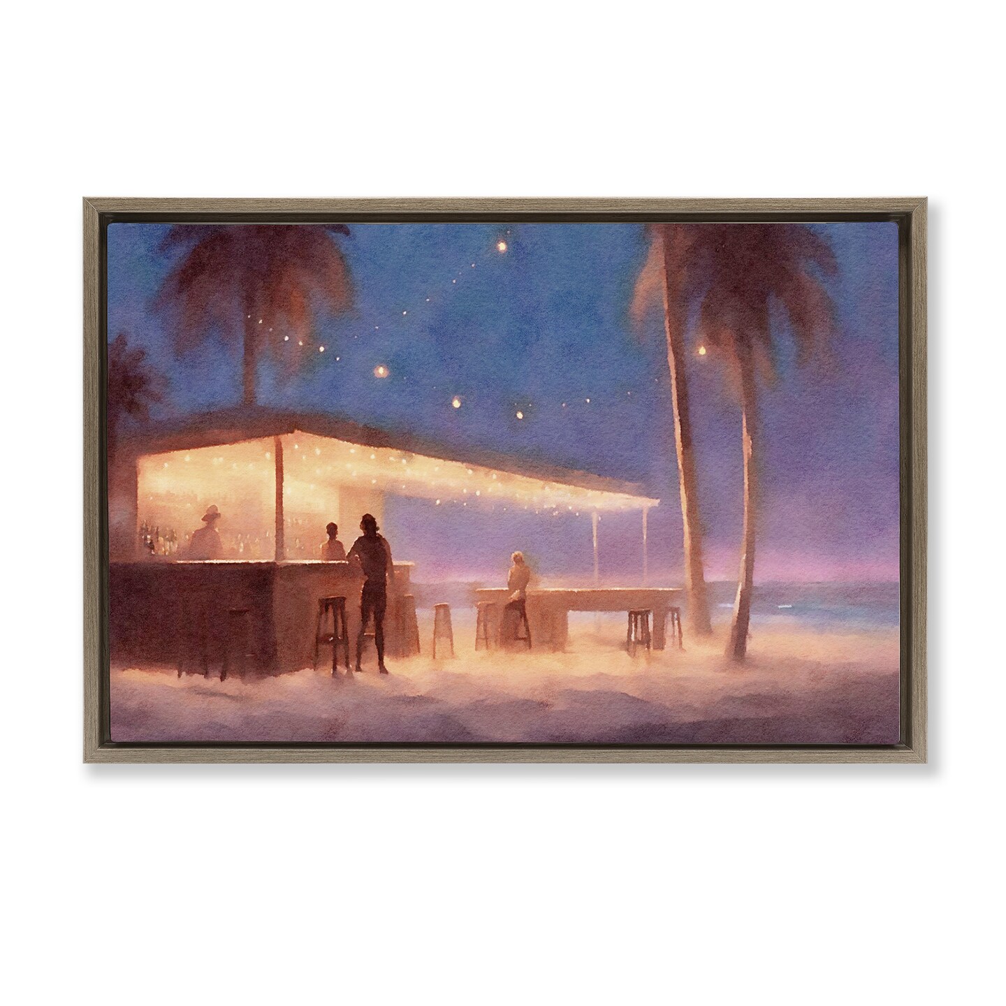 Stupell Industries Evening Beach Bar Floater Framed Canvas Wall Art Design by Noah Bay