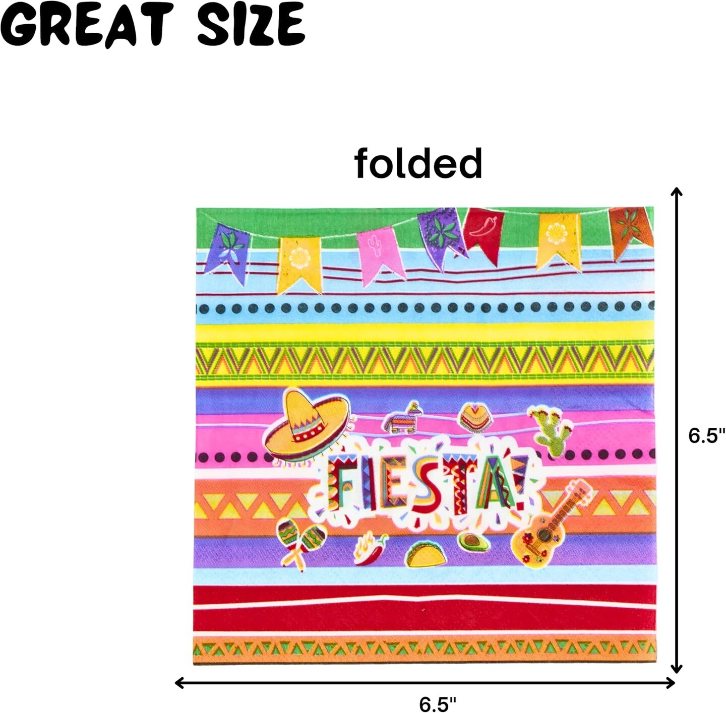 4E's Novelty 50 Pack Cinco De Mayo Fiesta Napkins - Cinco De Mayo Party Decorations & Party Supplies