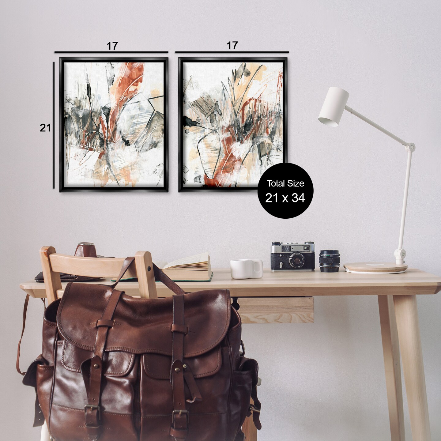 Stupell Industries Chaotic Scribbles Abstracts 2pc Floater Framed Canvas Wall Art Set Design by June Erica Vess
