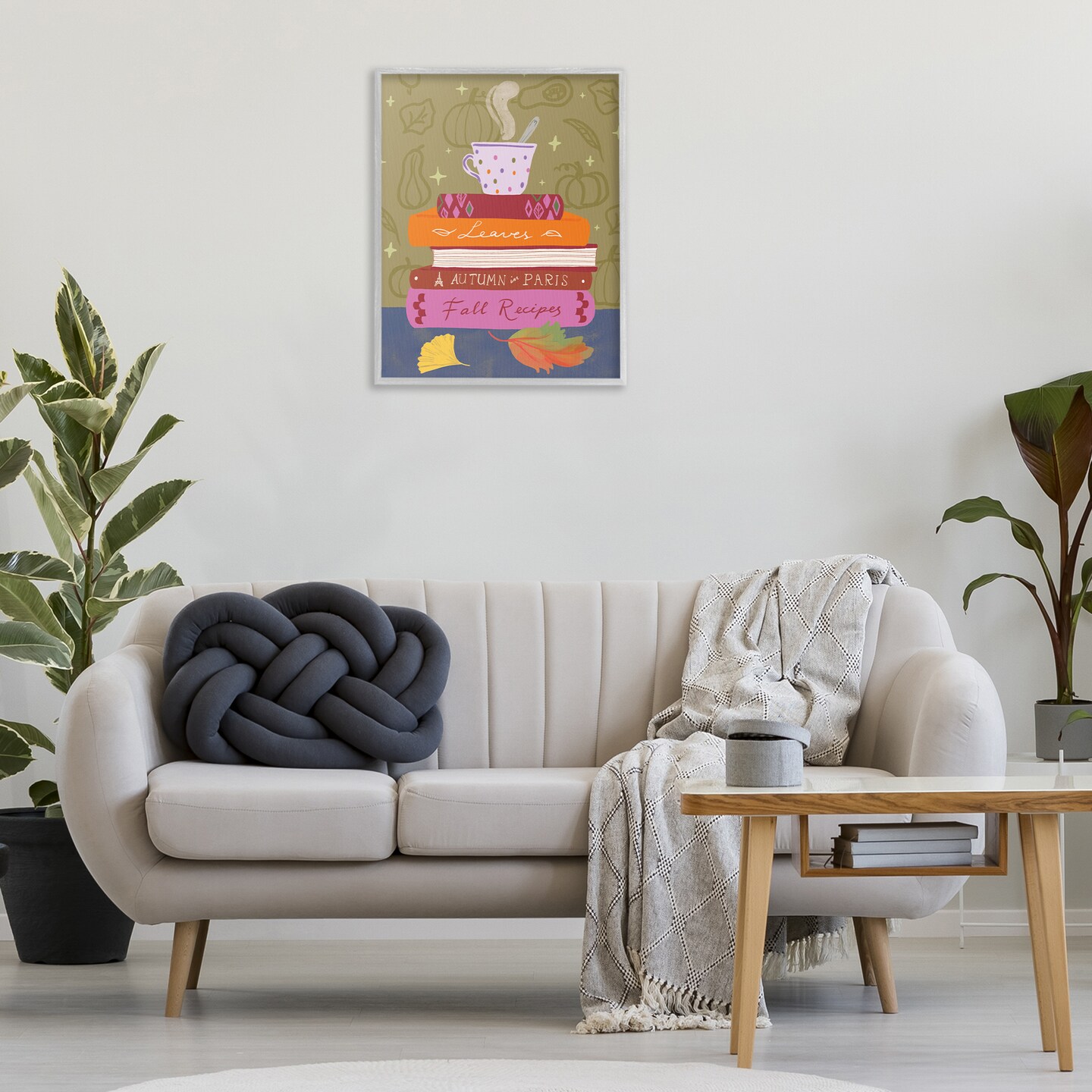 Stupell Industries Autumnal Mug on Bookstack Framed Giclee Wall Art Design by Be Ni La
