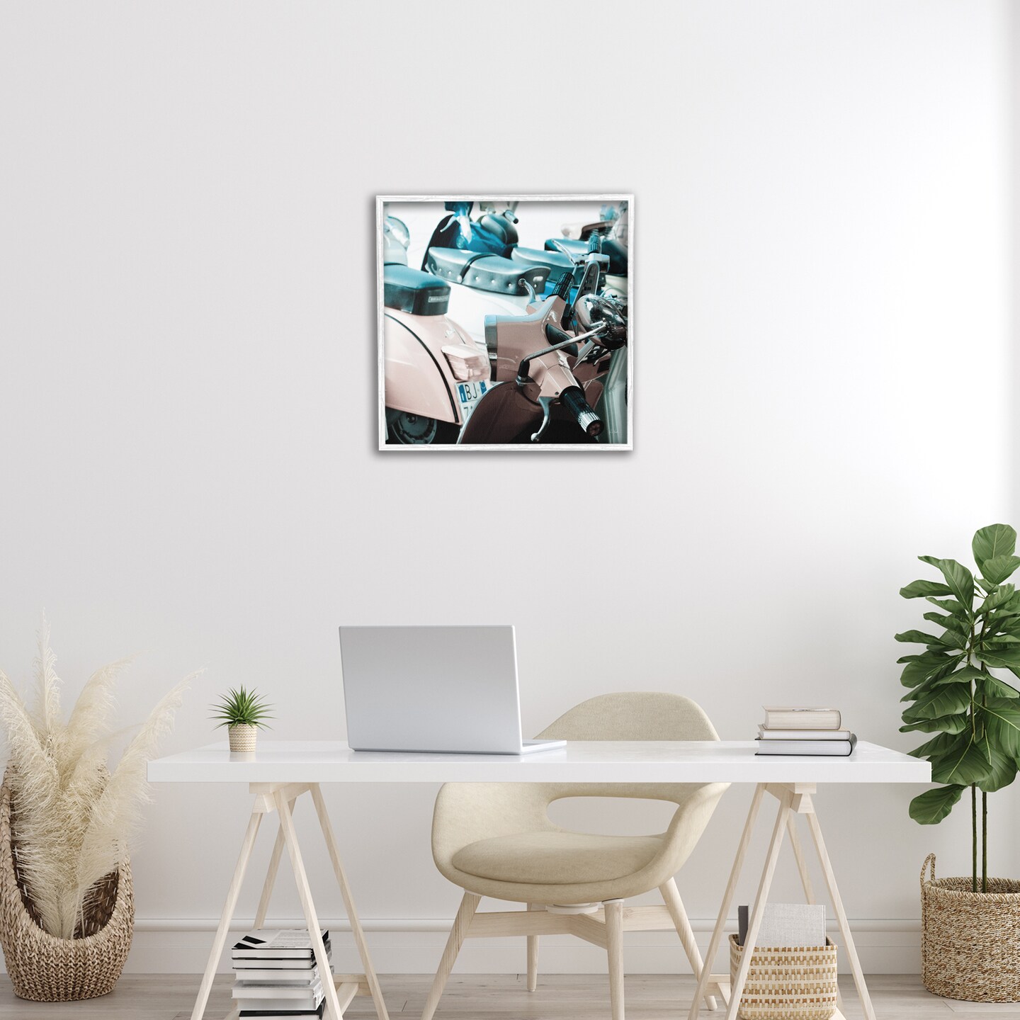 Stupell Industries Retro Italian Scooter Framed Giclee Wall Art Design by Deborah Revell