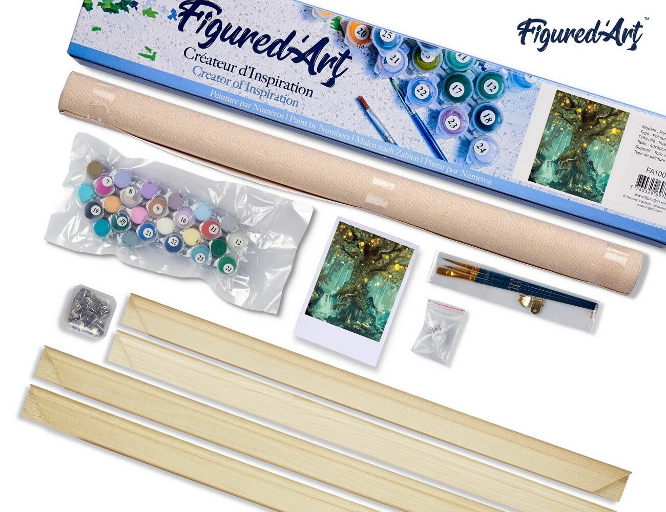 Figured&#x27;Art Paint by Numbers Kit for Adults Fairy tree 16&#x22;x20&#x22; - Craft Art Painting Rolled Canvas with DIY wooden frame