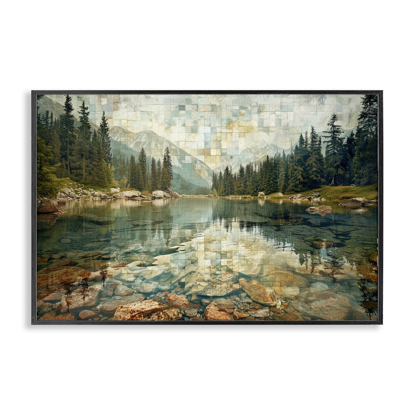 Stupell Industries Tiled Mountain Landscape Framed Giclee Wall Art Design by LSR Design Studio