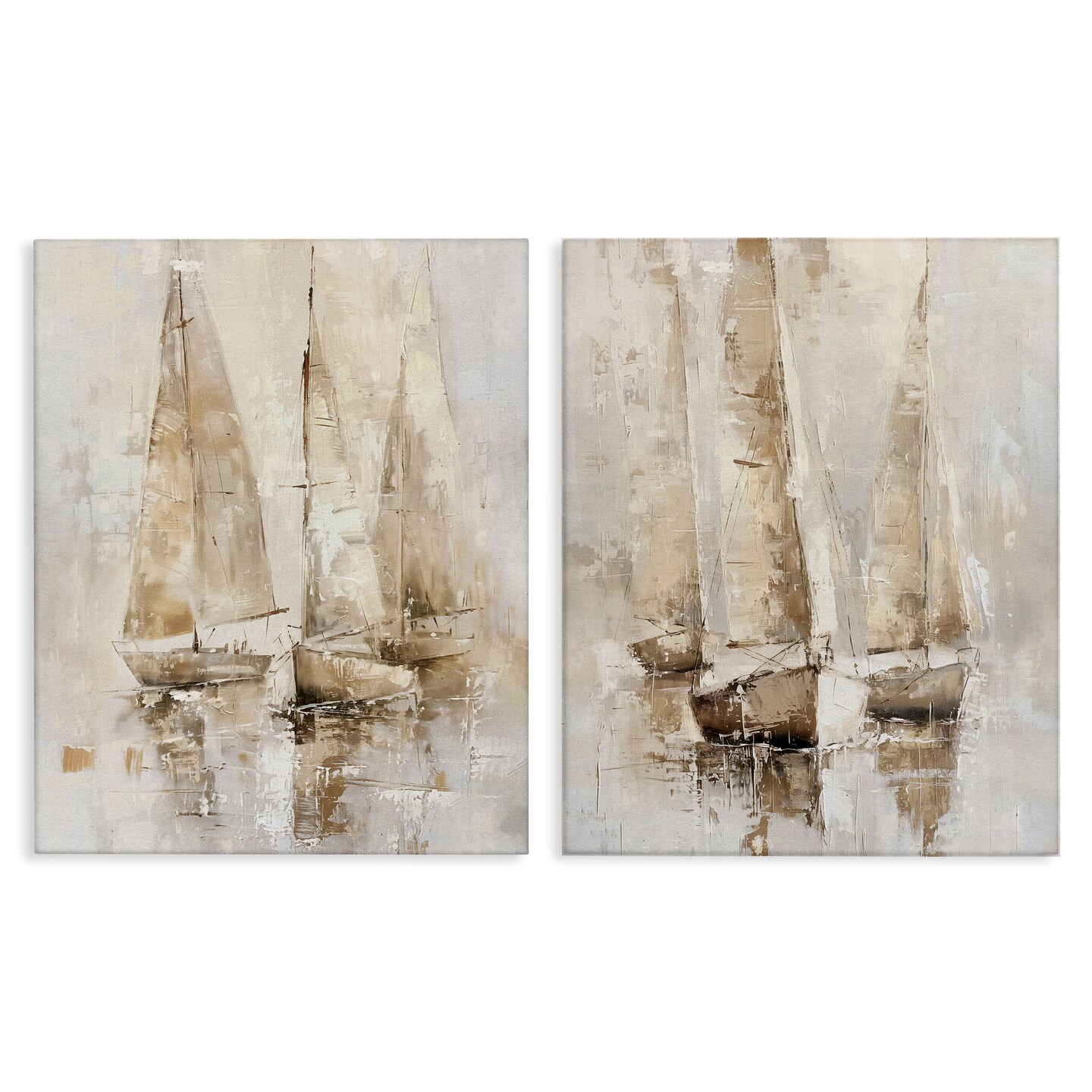 Stupell Industries Neutral Toned Sailboats 2pc Canvas Wall Art Set Design by Nina Blue