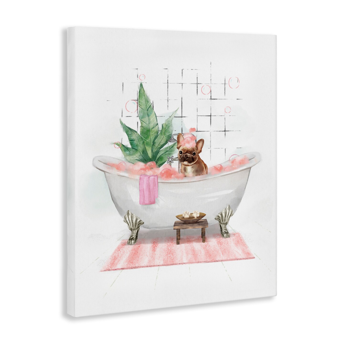 Stupell Industries Glam Pug in Tub Canvas Wall Art Design by Ziwei Li