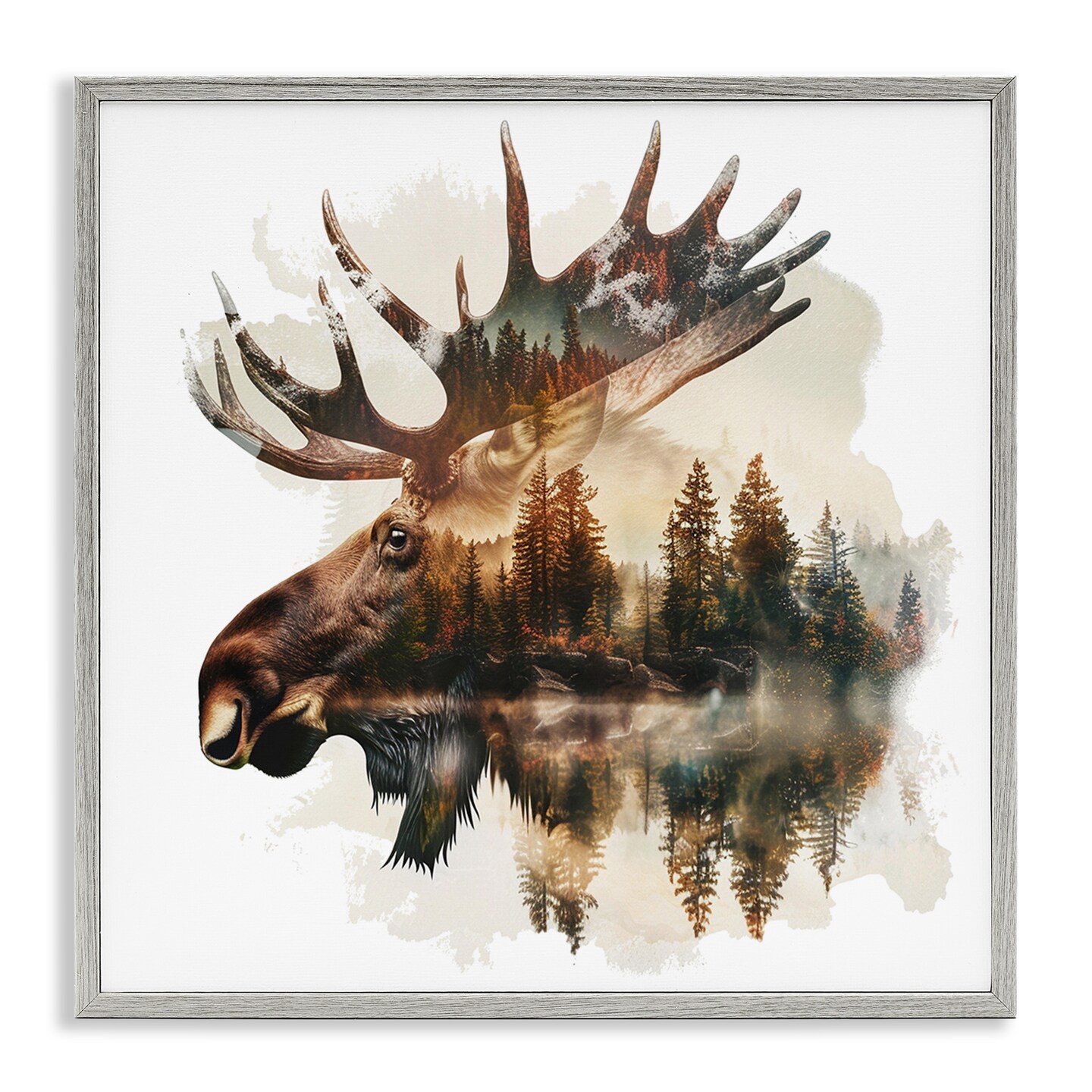 Stupell Industries Moose Antlers Silhouette Framed Giclee Wall Art Design by LSR Design Studio