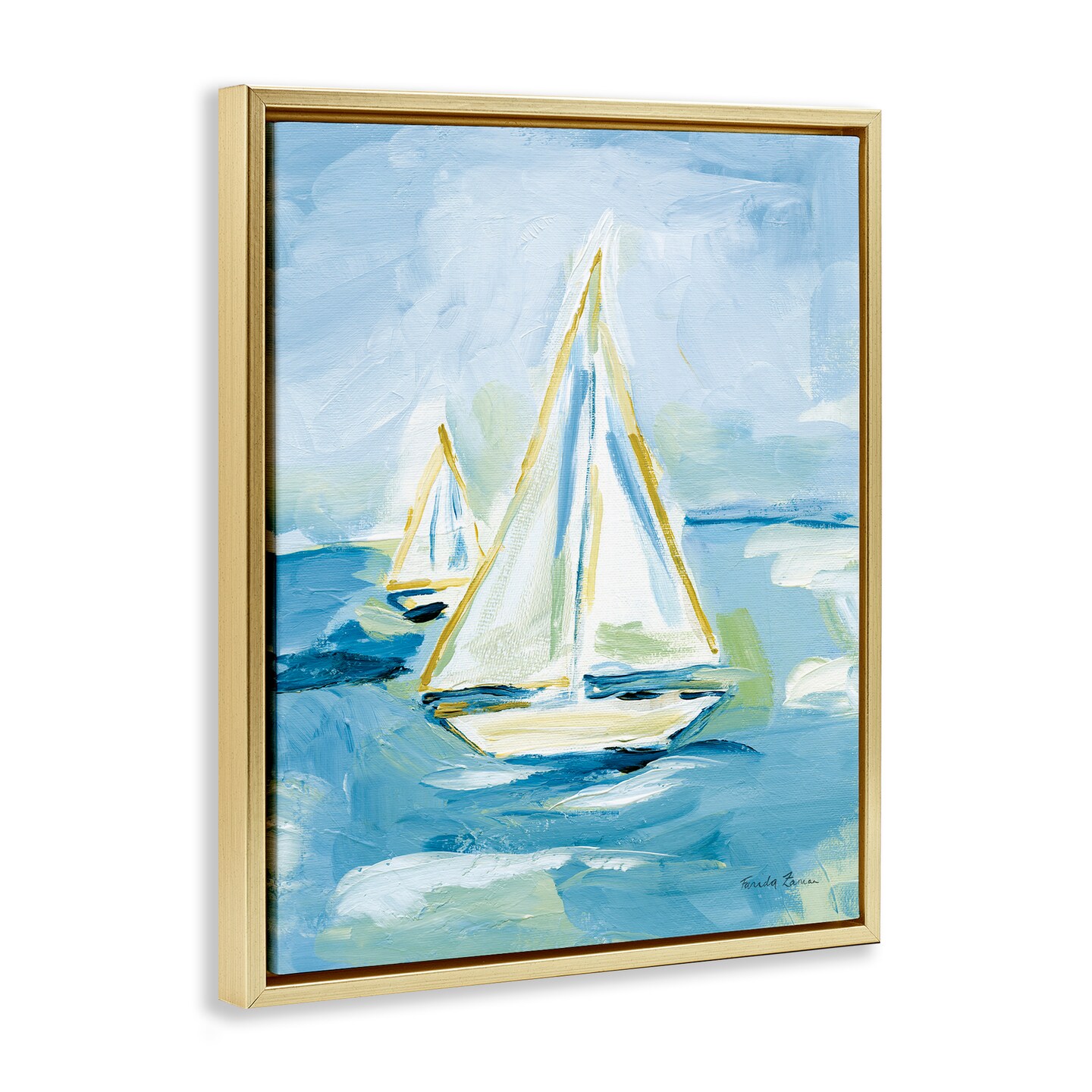Stupell Industries Setting Sail on Sea Floater Framed Canvas Wall Art Design by Farida Zaman