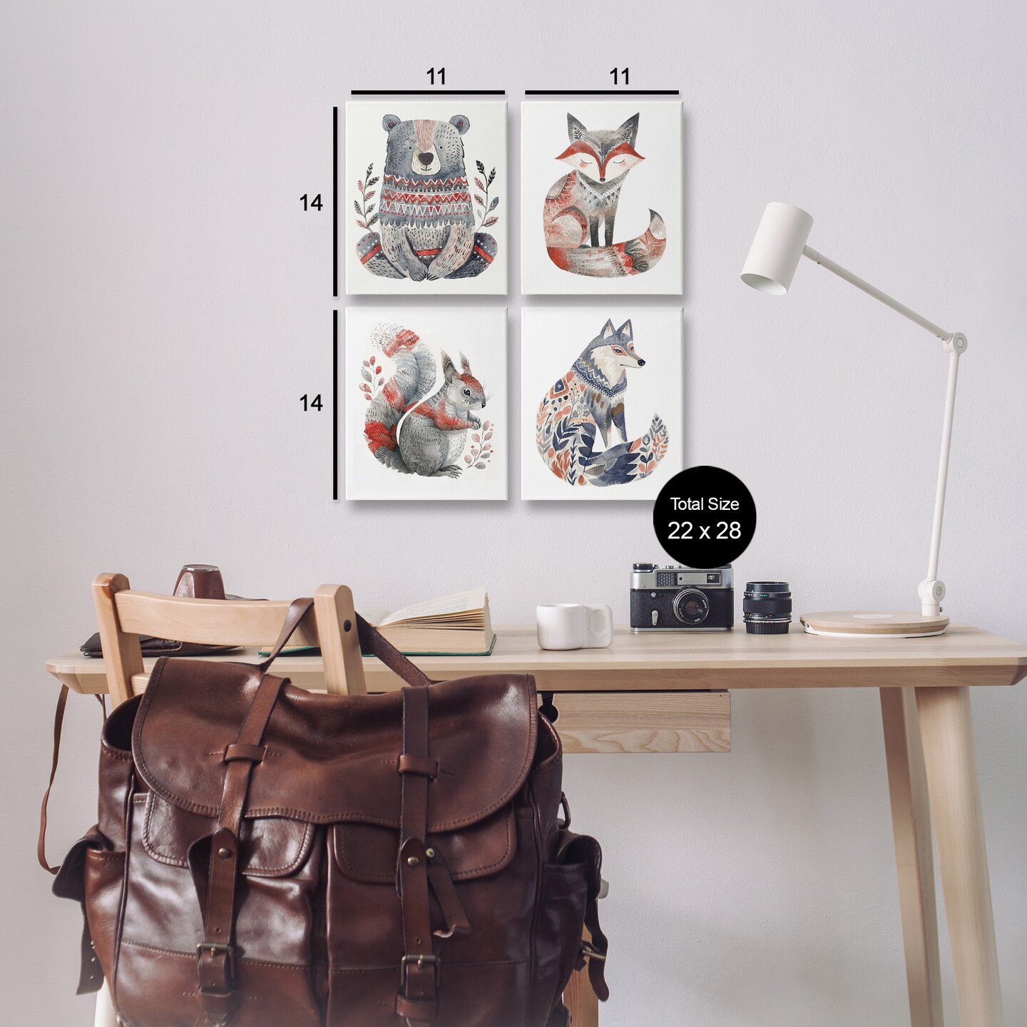 Stupell Industries Scandinavian Forest Animals 4pc Canvas Wall Art Set Design by LSR Design Studio