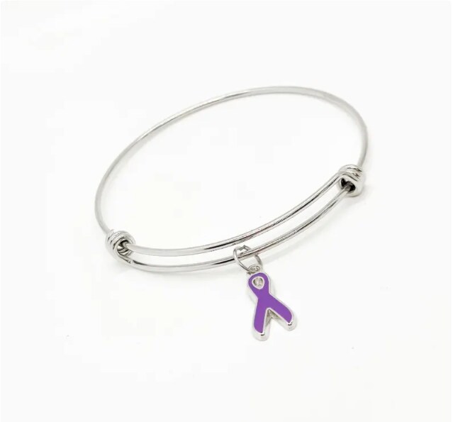 Purple Ribbon Charm Bangle Bracelet, Awareness Gifts, ADD ADHD Alzheimer’s  Awareness Charm, Gift For Her, Wife Gift, Daughter, Granddaughter