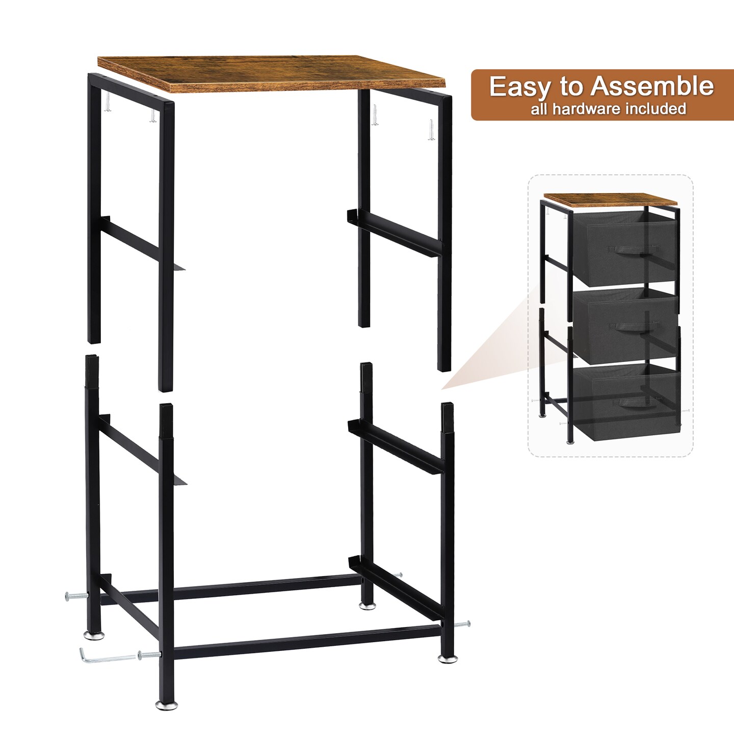 Small Nightstand Dresser for Bedroom, 3 Drawer Fabric Storage Chest, Storage Tower Organizer Unit with Removable Fabric Bins for Closet Bedside, Nursery, Living Room, Bedroom