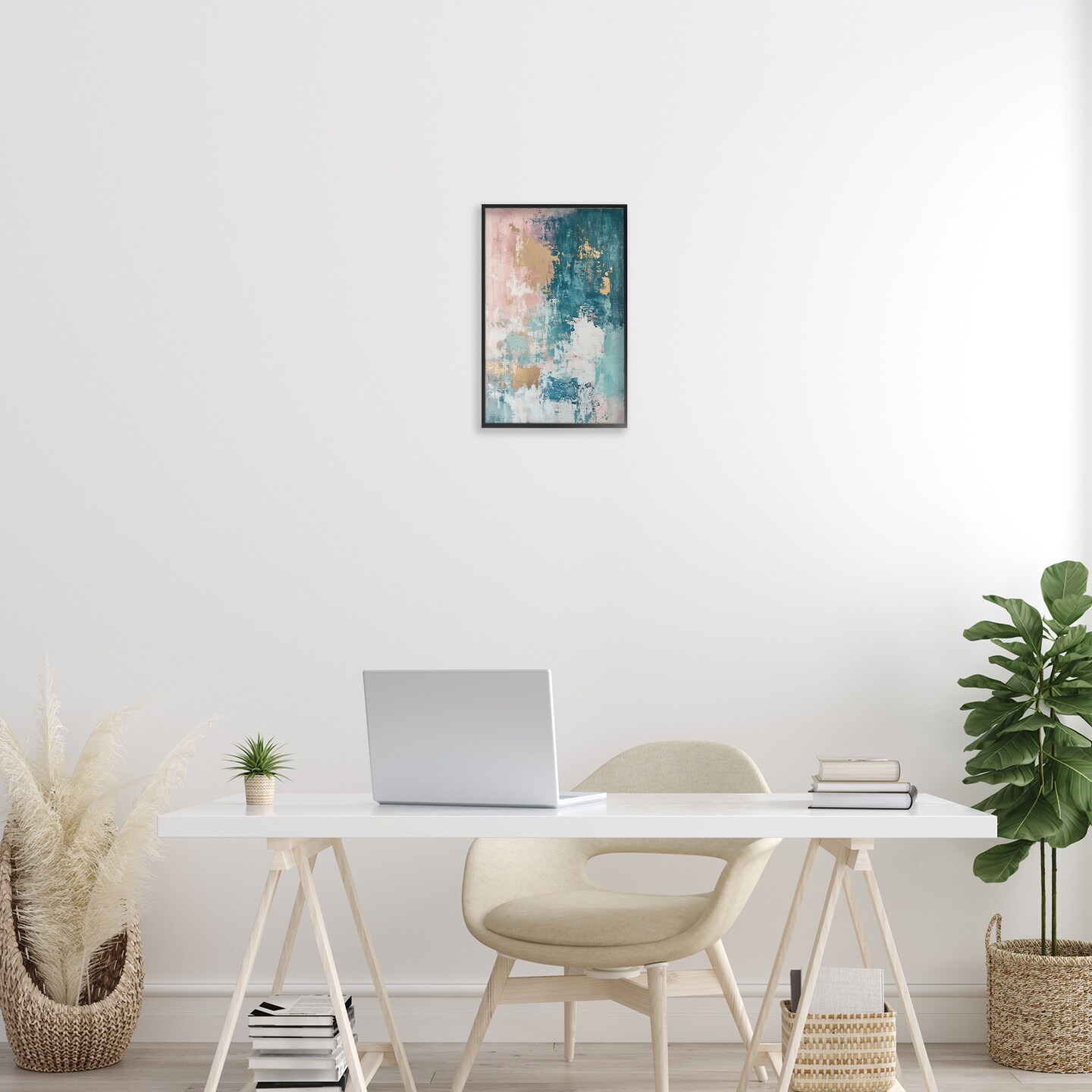 Stupell Industries Teal Green Gold Abstract Framed Giclee Wall Art Design by Gina Kelly