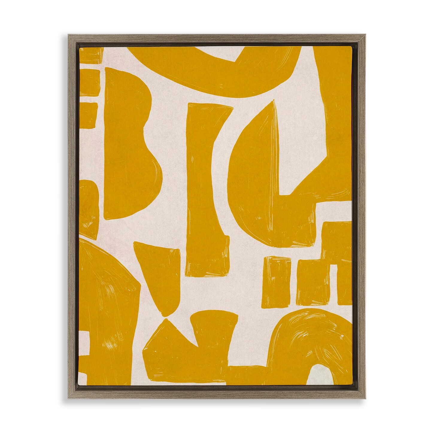 Stupell Industries Yellow Asymmetrical Shapes Floater Framed Canvas Wall Art Design by June Erica Vess 