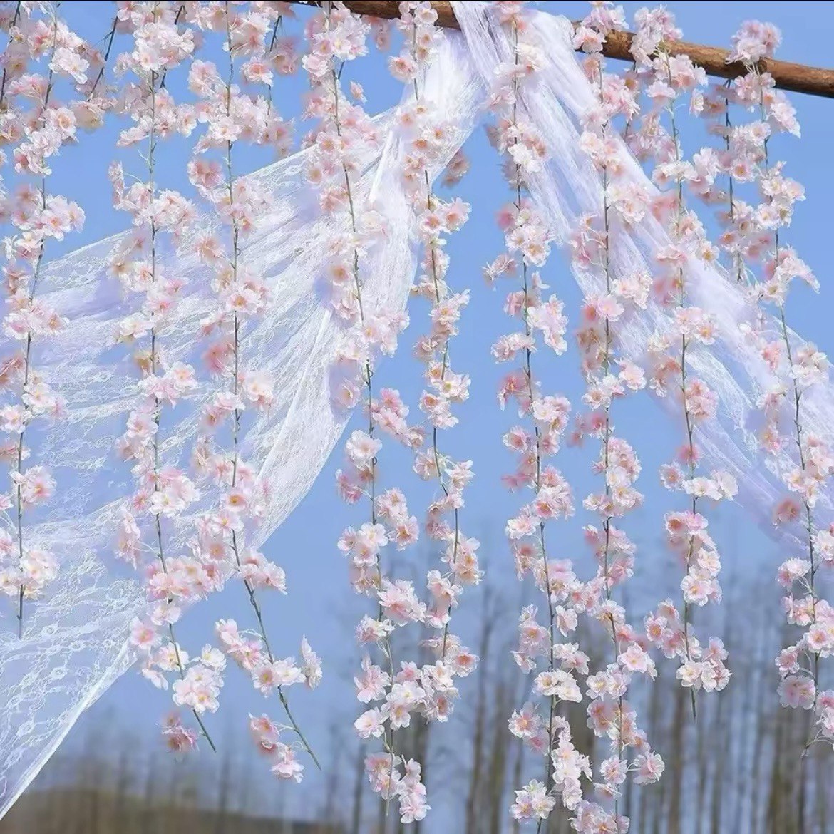 11.8 ft Artificial Cherry Blossom Vines Fake Spring Flowers Hanging Silk Sakura Flower Garland for Wedding Party Decor, Pink