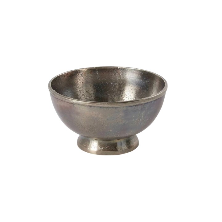 Small Vintage Metal Compote Bowl &#x2013; 5.75&#x22; Floral Pedestal Vase for Centerpieces &#x26; Wedding Decor-73230