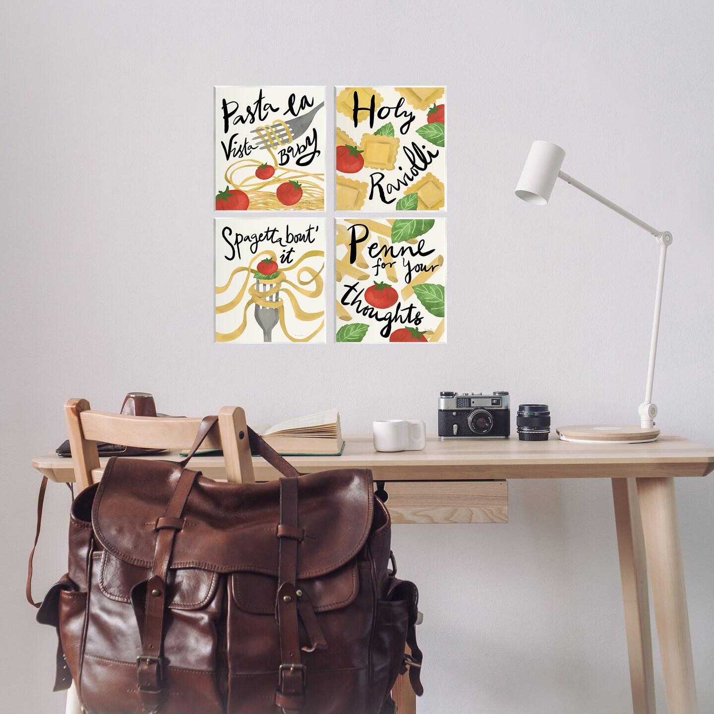 Stupell Industries Funny Pasta Puns 4pc Wall Plaque Art Set Design by Farida Zaman