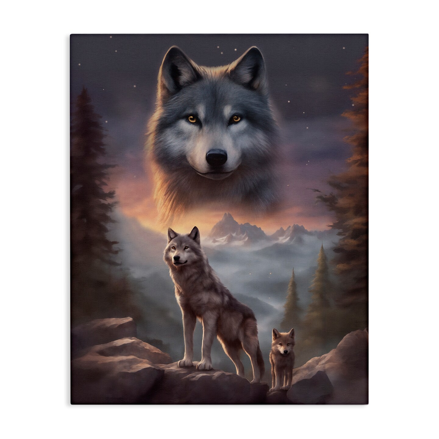 Stupell Industries Ancestor Wolf Motif Canvas Wall Art Design by Noah Bay