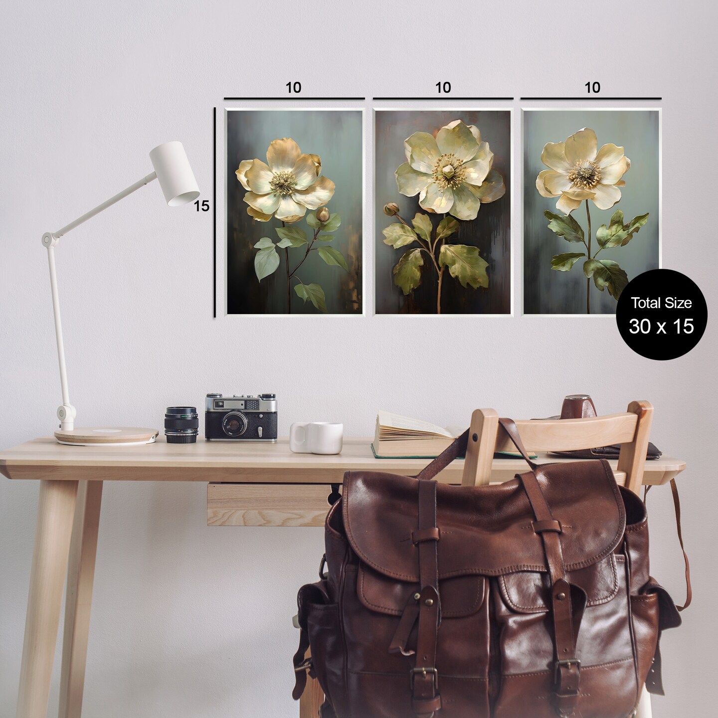 Stupell Industries Detailed Magnolia Flowers 3pc Wall Plaque Art Set Design by Petal Prints Design