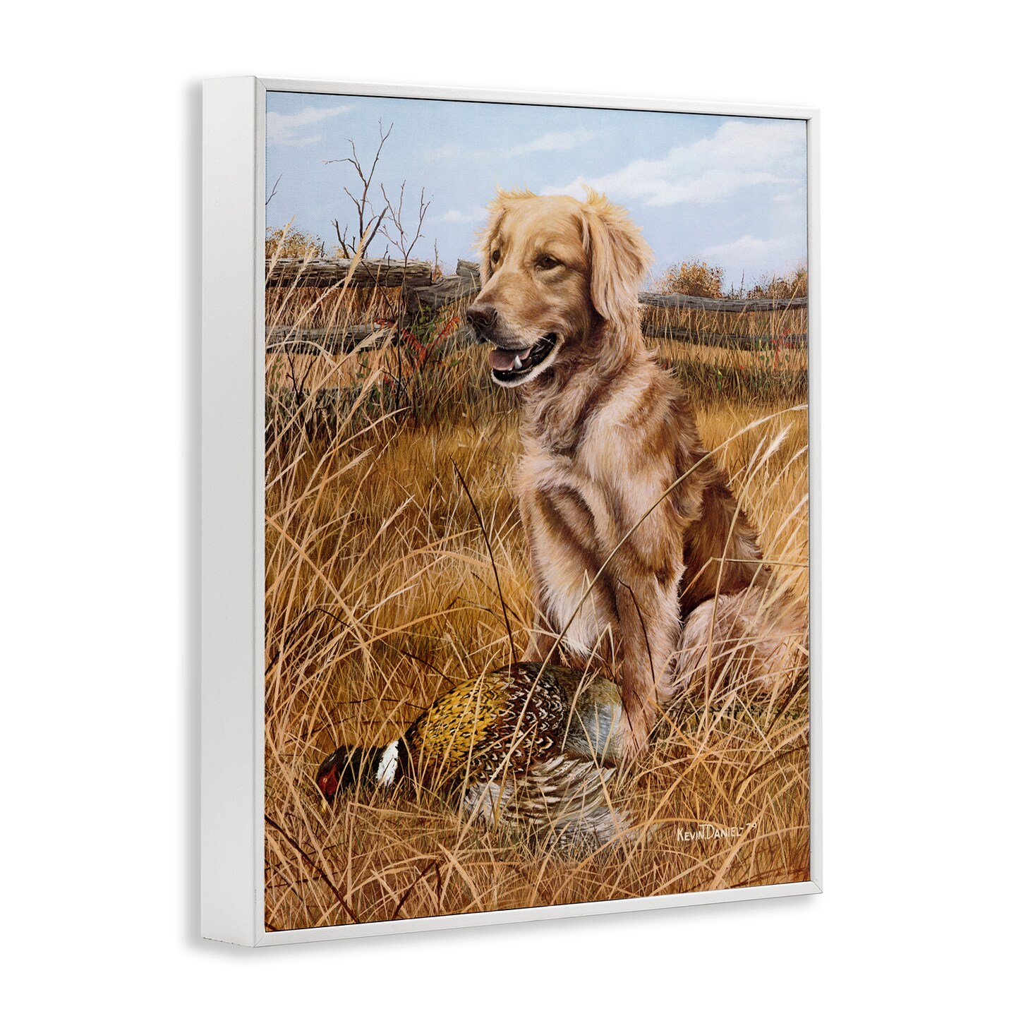 Stupell Industries Hunting Dog &#x26; Pheasant Framed Giclee Wall Art Design by Kevin Daniel