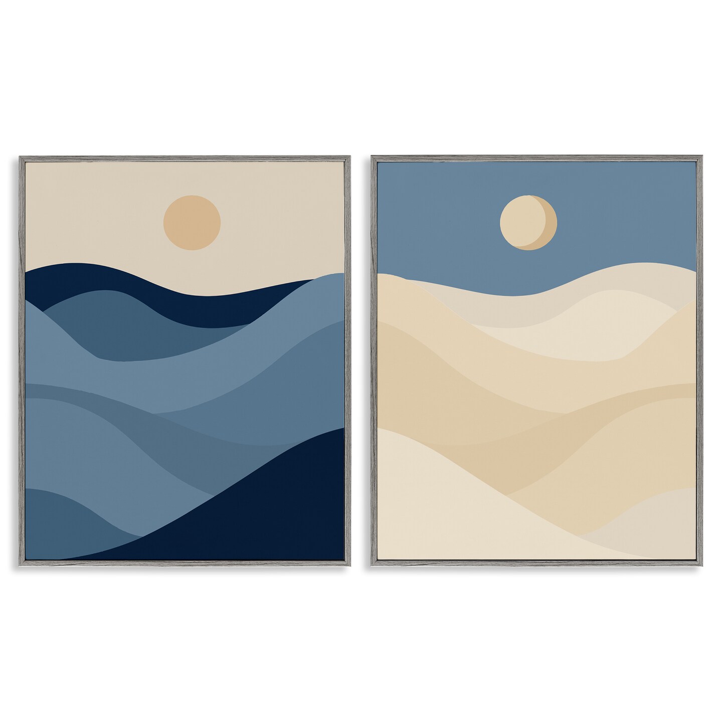 Stupell Industries Boho Waves & Dunes 2pc Framed Giclee Wall Art Set Design by Daphne Polselli