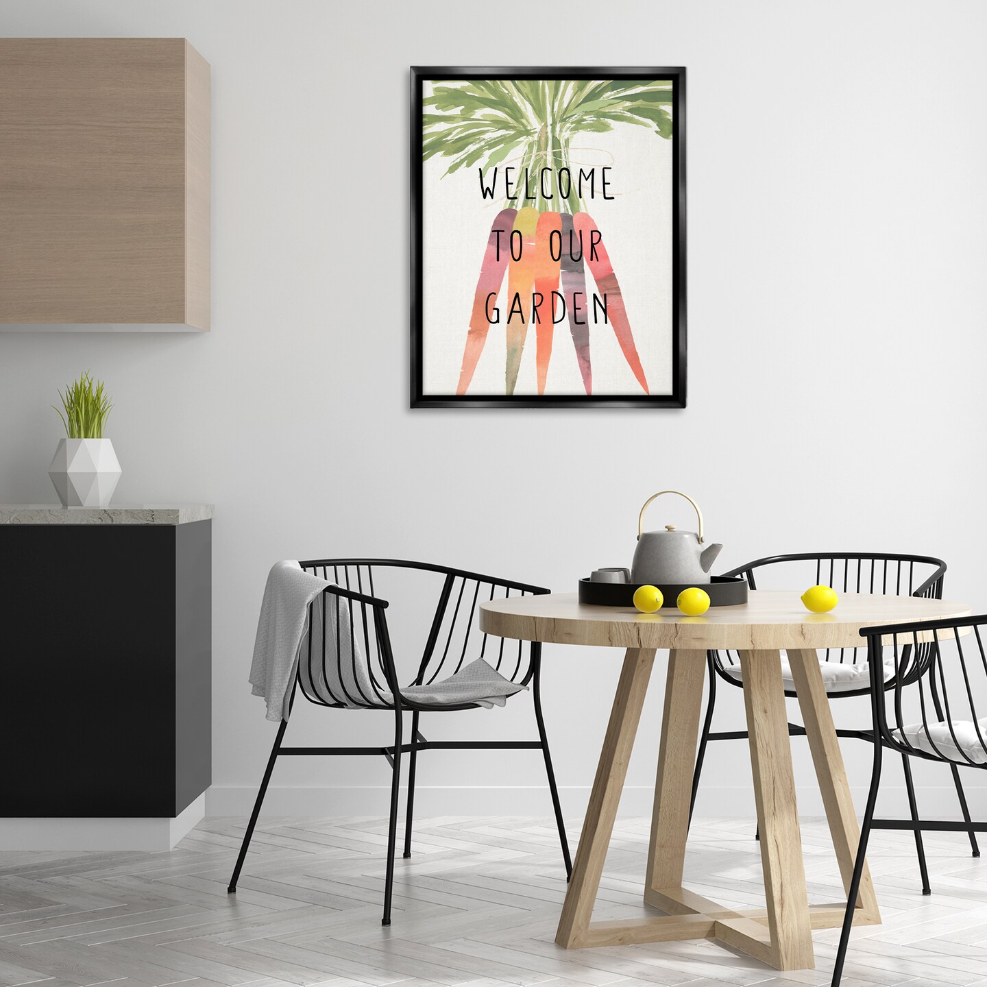 Stupell Industries Welcome Garden with Carrots Floater Framed Canvas Wall Art Design by Annie Warren