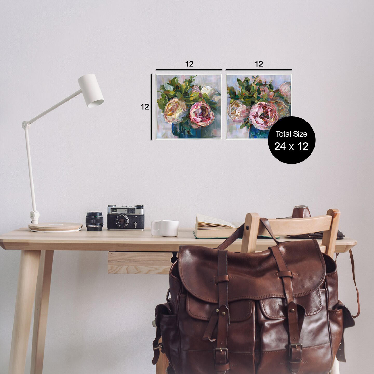 Stupell Industries Impasto Cabbage Roses in Vases 2pc Wall Plaque Art Set Design by Borcherding