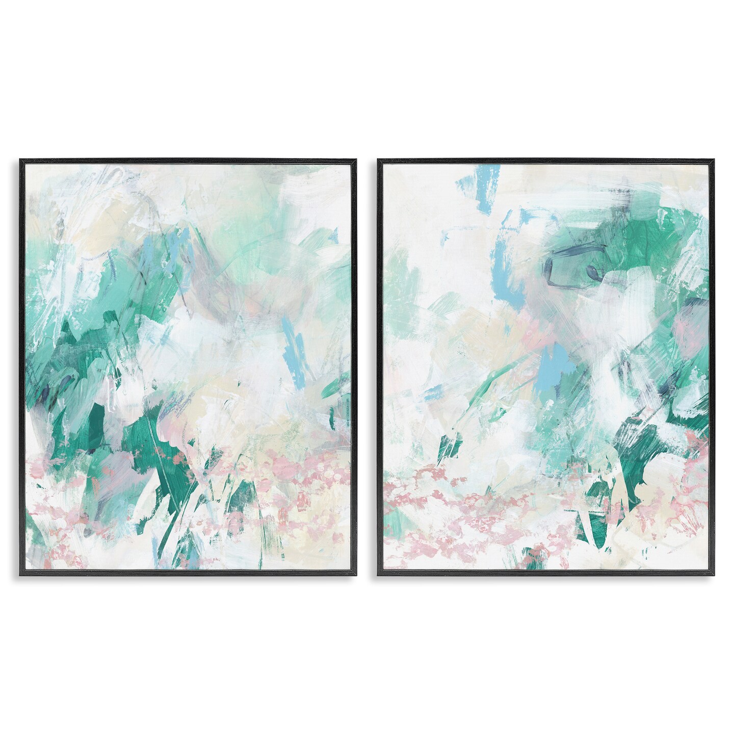 Stupell Industries Abstract Splatter Green Detail 2pc Framed Giclee Wall Art Set Design by June Erica Vess