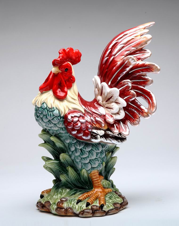 Ceramic Red Rooster Statue, Home D&#xE9;cor, Gift for Her, Gift for Mom, Kitchen D&#xE9;cor, Farmhouse D&#xE9;cor, Fall Decor