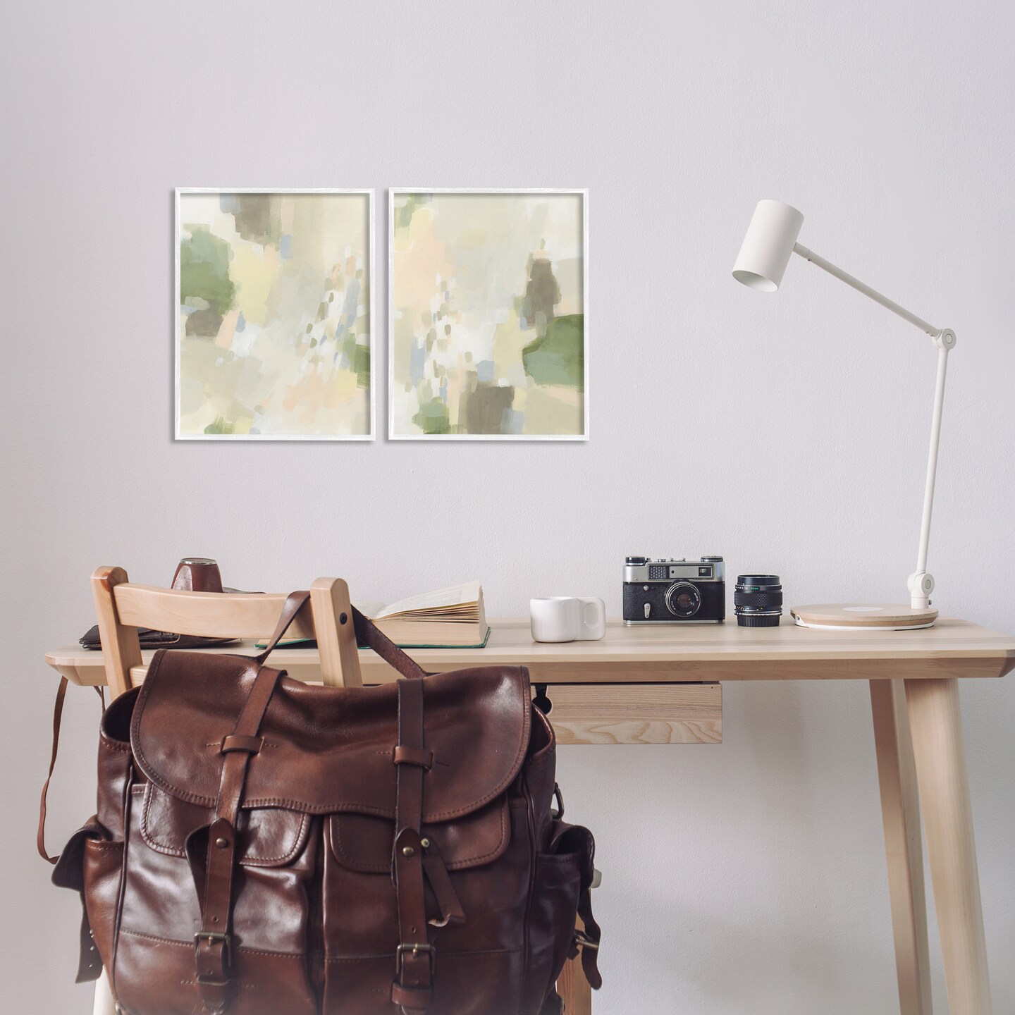 Stupell Industries Beige Abstract with Speckles 2pc Framed Giclee Wall Art Set Design by June Erica Vess