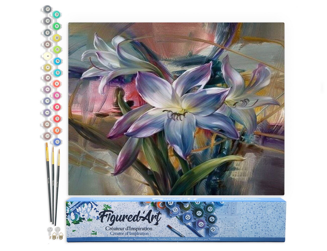 Figured&#x27;Art Paint by Numbers for Adults Colourful Lilies 16&#x22;x20&#x22; - Craft Art Painting DIY Kit Rolled Canvas without frame