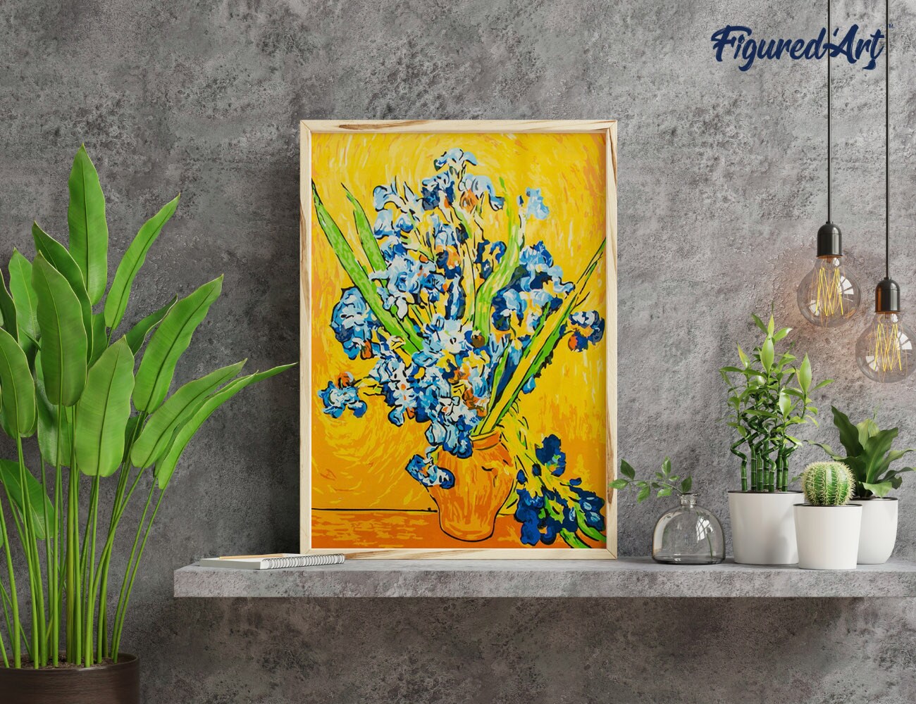 Figured&#x27;Art Paint by Numbers Kit for Adults Van Gogh Irises 16&#x22;x20&#x22; - Craft Art Painting DIY Kit Rolled Canvas without frame