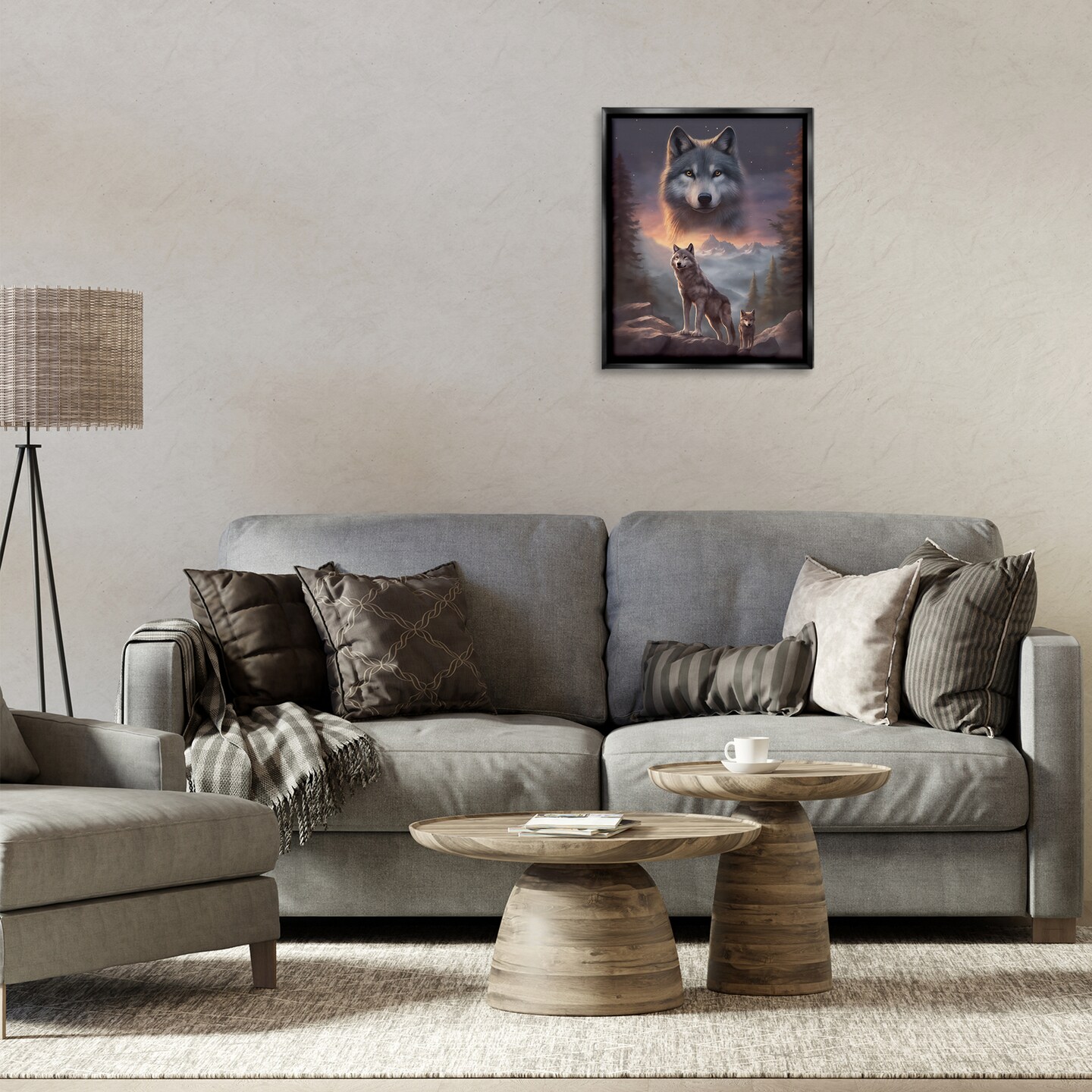 Stupell Industries Ancestor Wolf Motif Floater Framed Canvas Wall Art Design by Noah Bay