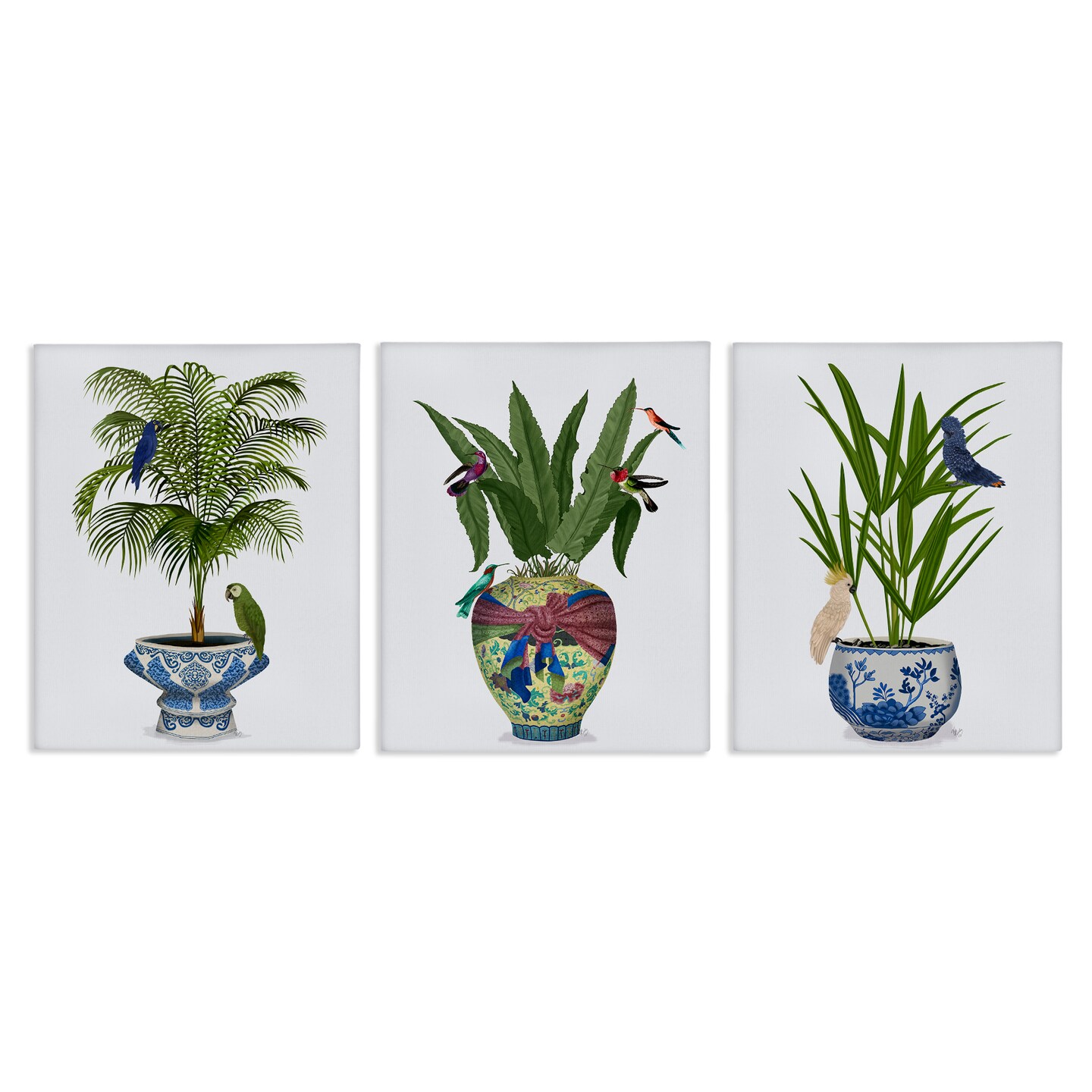Stupell Industries Traditional House Plant Vases 3pc Canvas Wall Art Set Design by Fab Funky