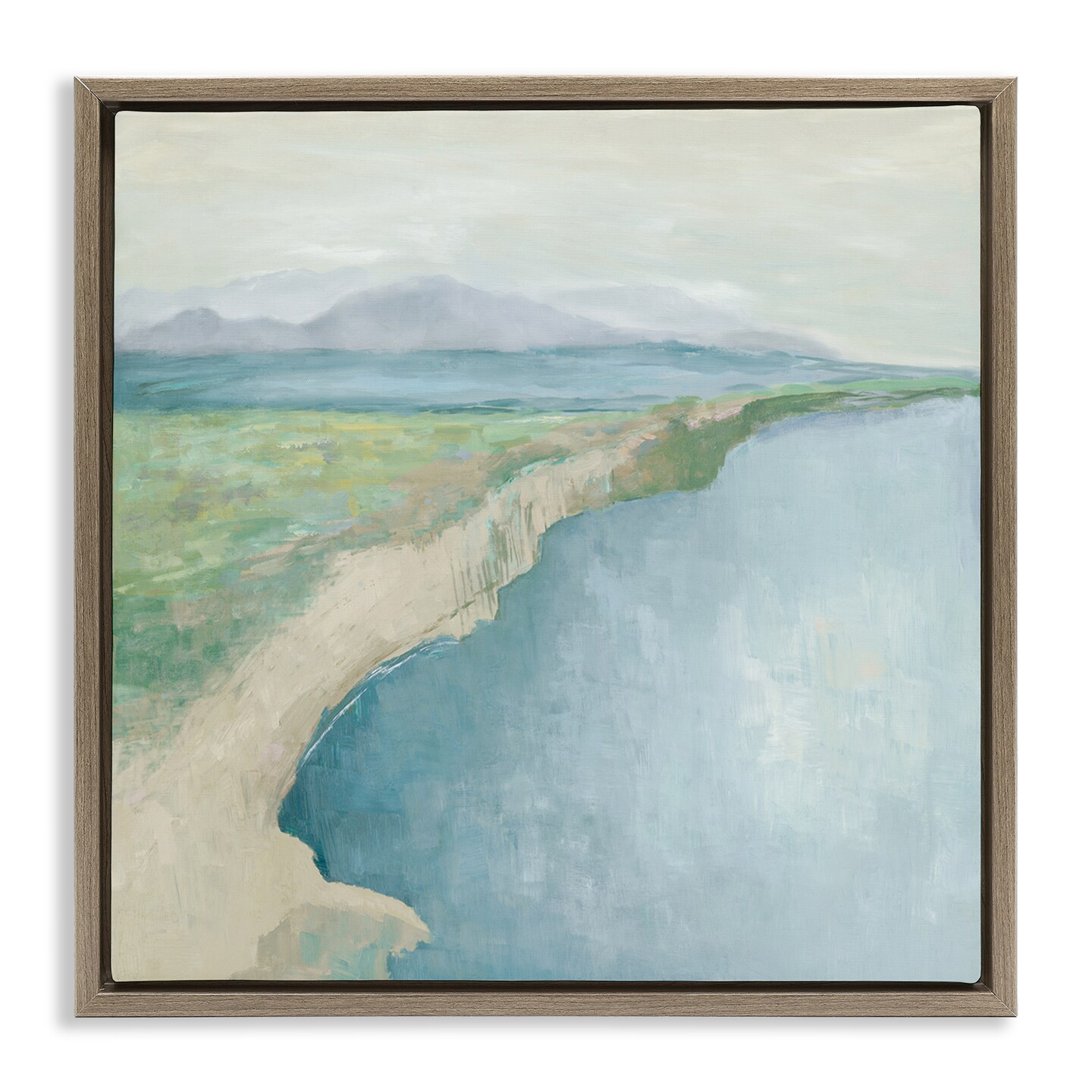 Stupell Industries Curving Shoreline Landscape Floater Framed Canvas Wall Art Design by Jacob Q