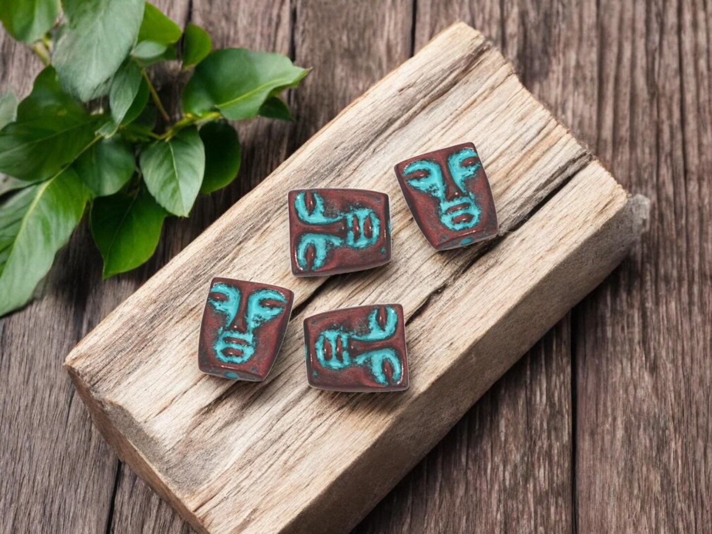 *20* 12x10mm Copper Patina Mask Beads