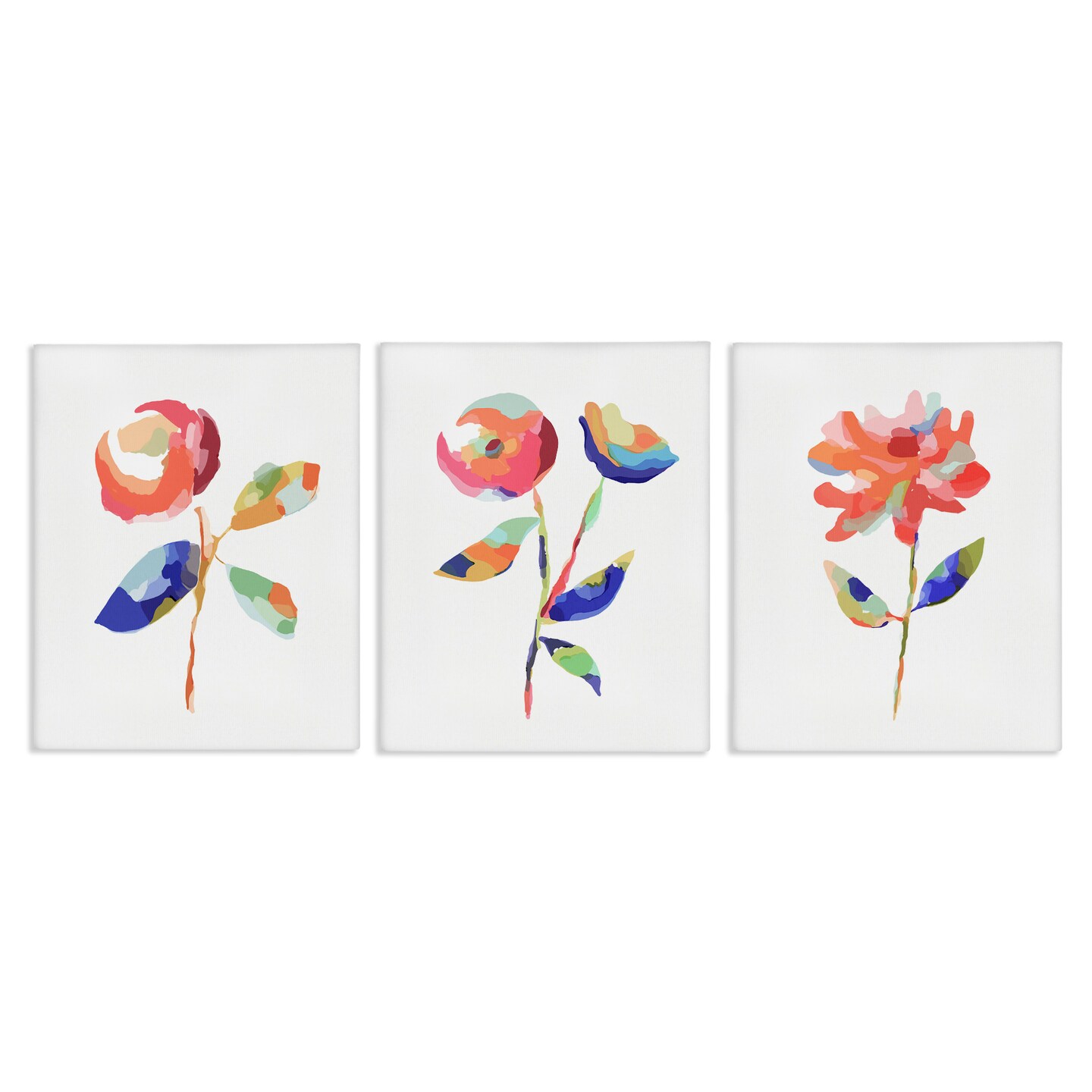 Stupell Industries Brushed Freeflow Flower 3pc Canvas Wall Art Set Design by Lisa Nohren