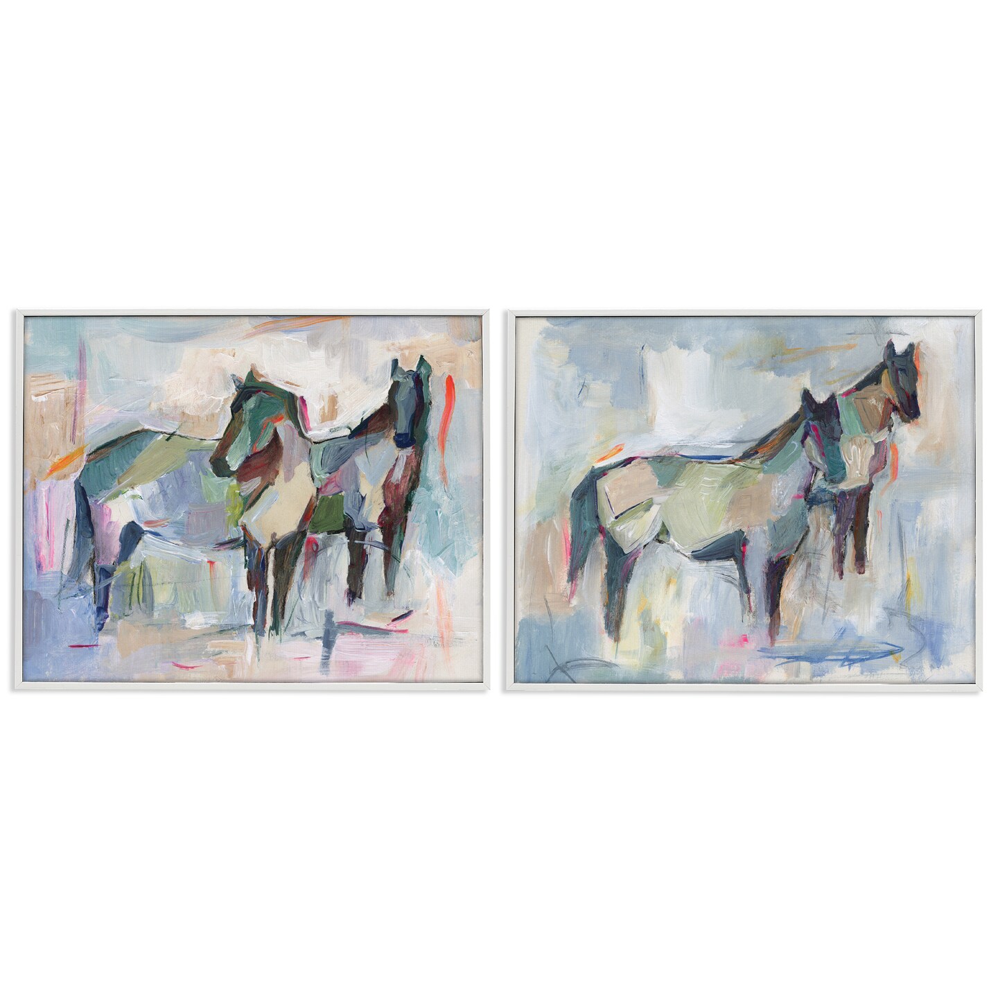 Stupell Industries Ambiguous Horse Visages 2pc Framed Giclee Wall Art Set Design by Ethan Harper 