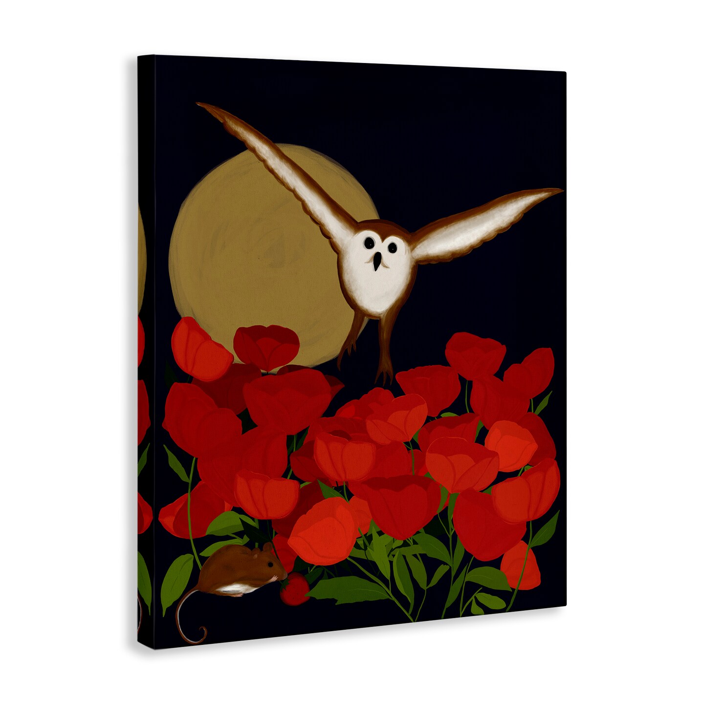 Stupell Industries Owl over Poppy Field Canvas Wall Art Design by Michelle Ingari Designs