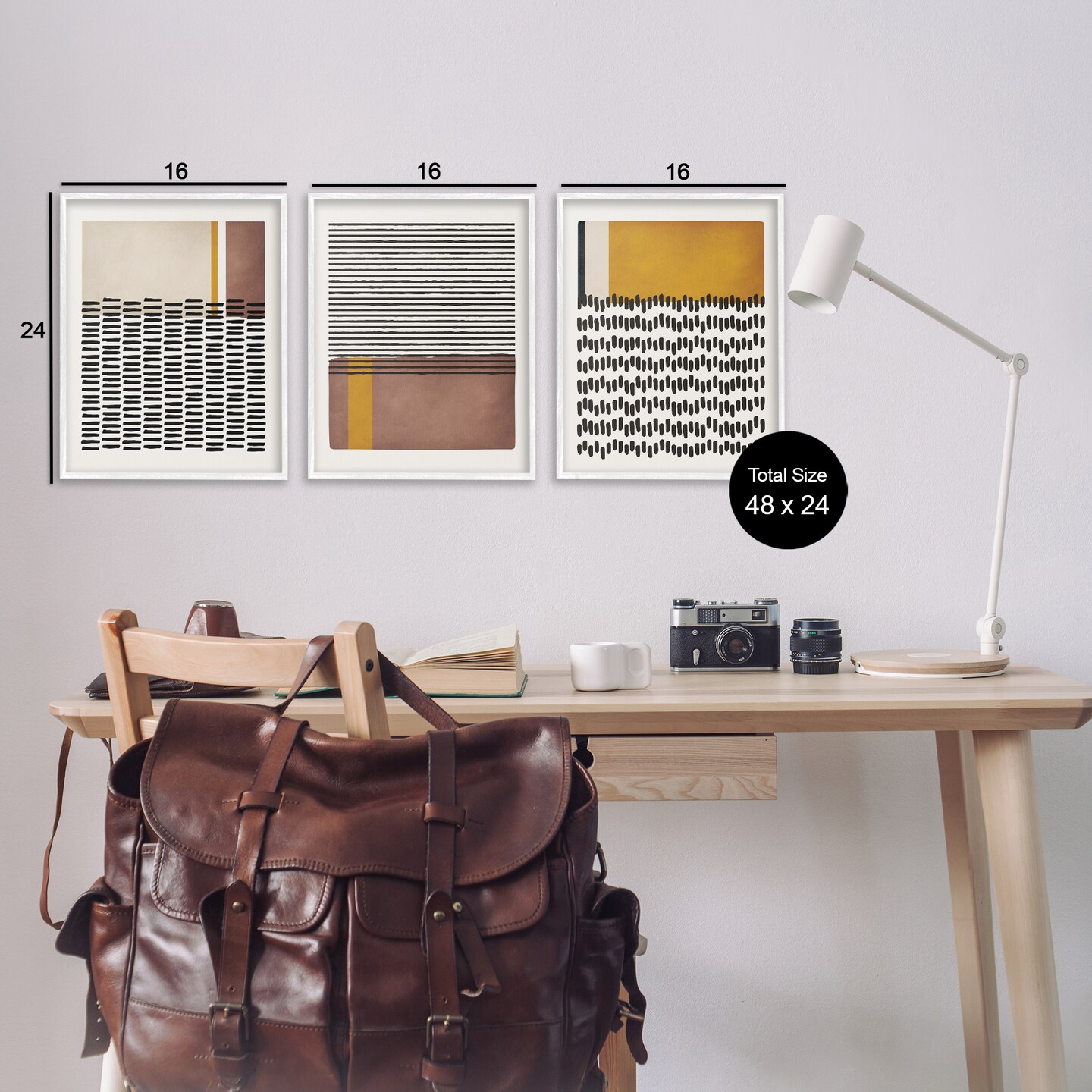 Stupell Industries Natural Lines Pattern Abstract 3pc Framed Giclee Wall Art Set Design by JJ Design House, LLC.