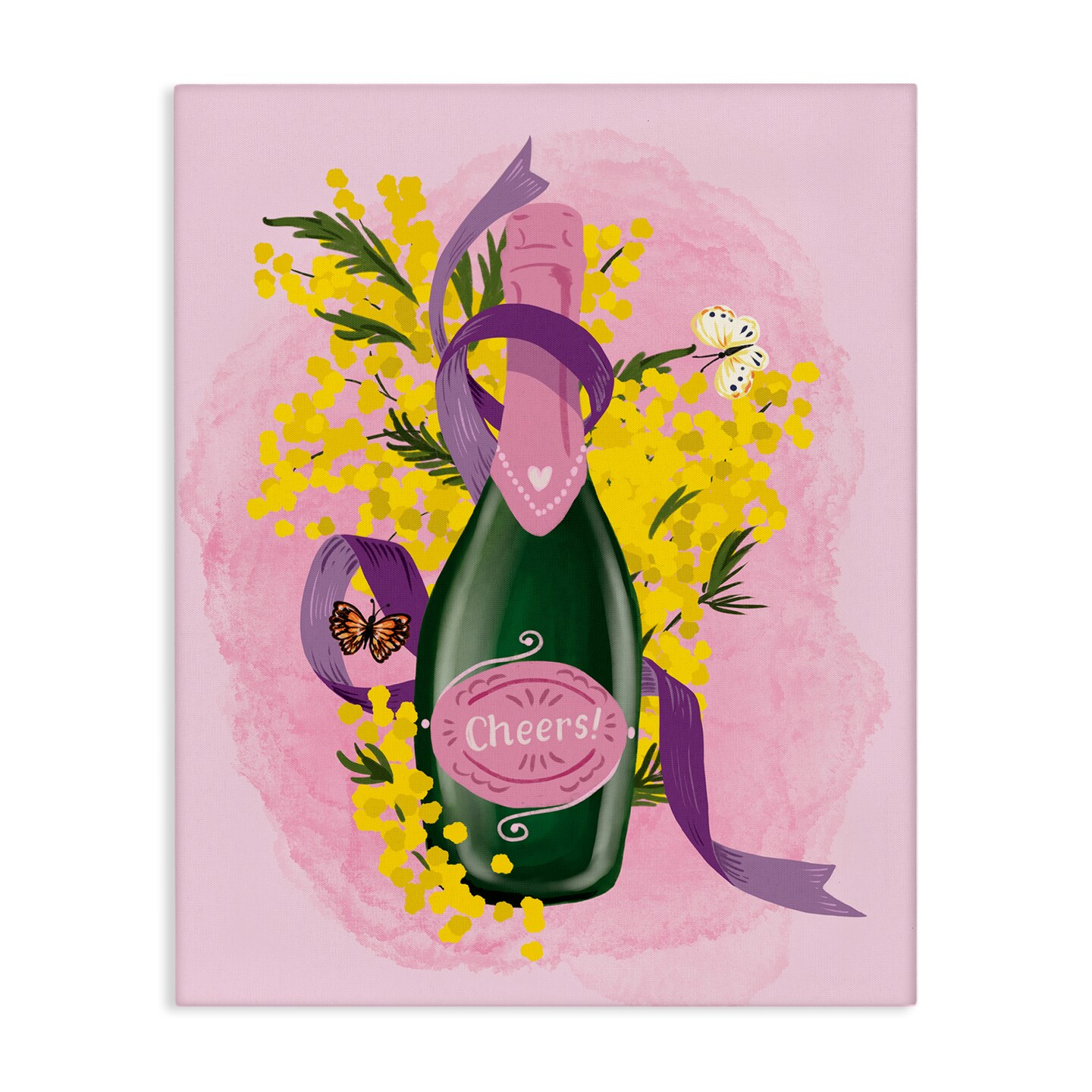 Stupell Industries Floral Champagne Bottle Canvas Wall Art Design by Be Ni La
